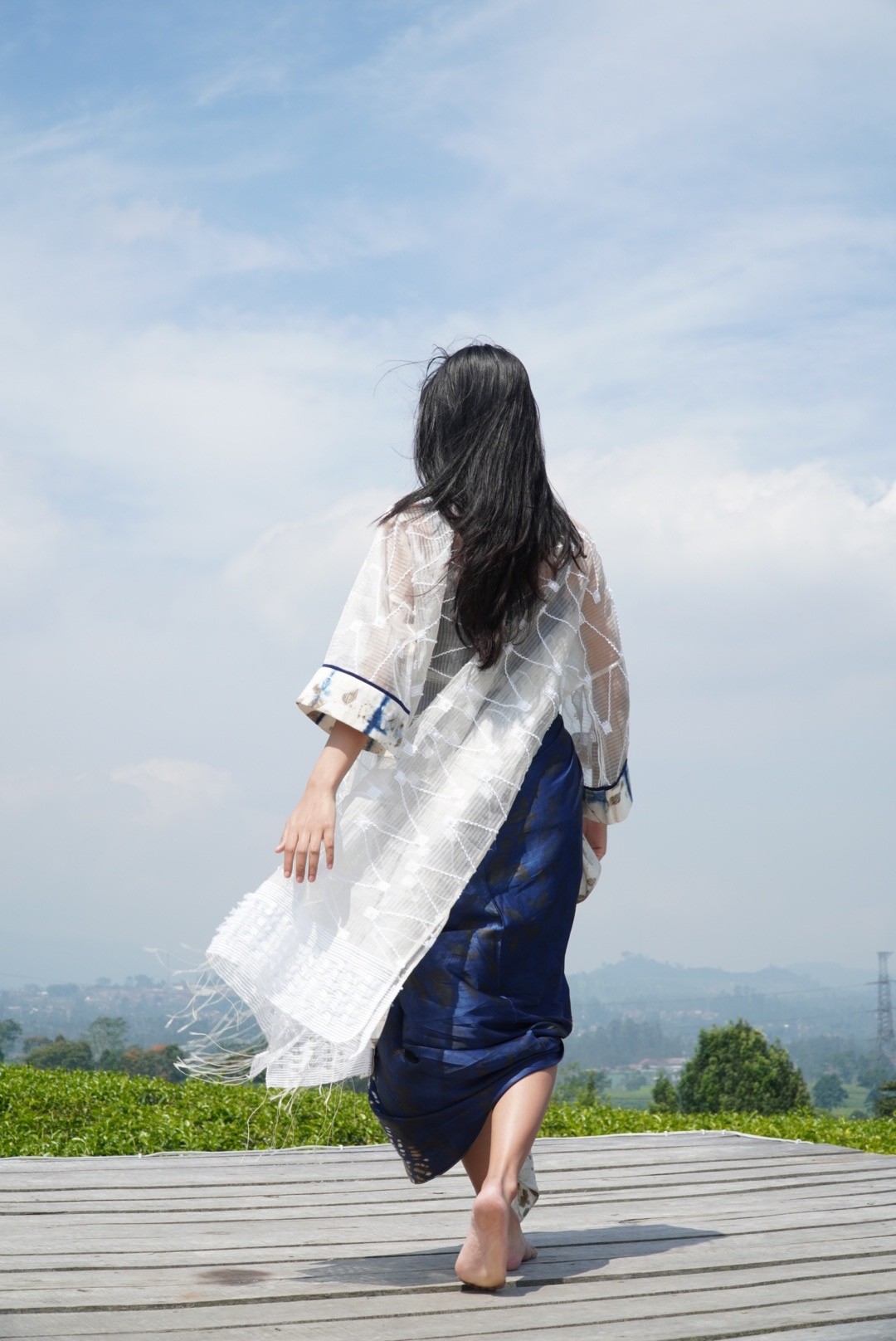 BOOLAO Organdi Outer Shibori on Ecoprint