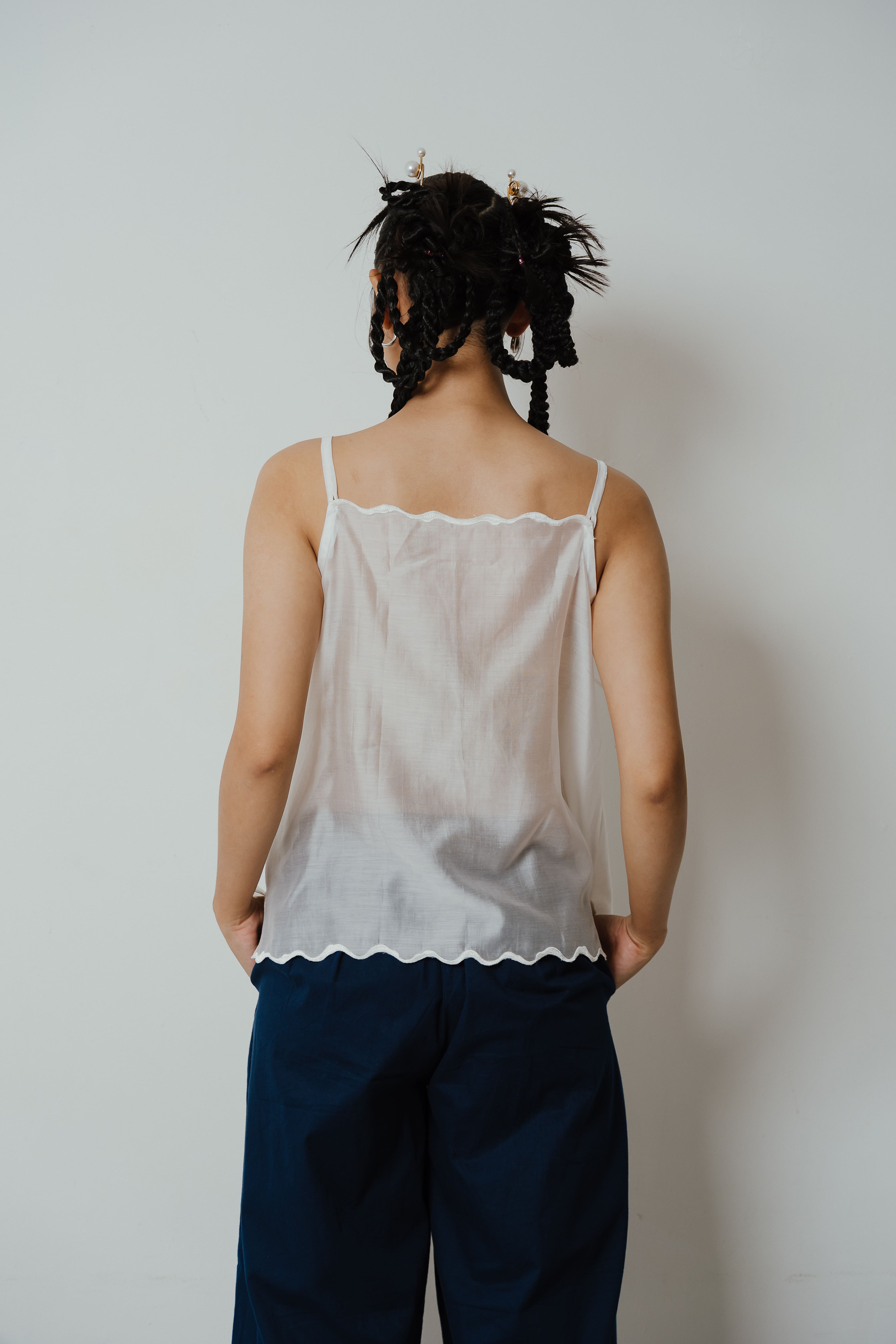 BOOLAO X Putri Anjani Camisole lotus Embroidery - White
