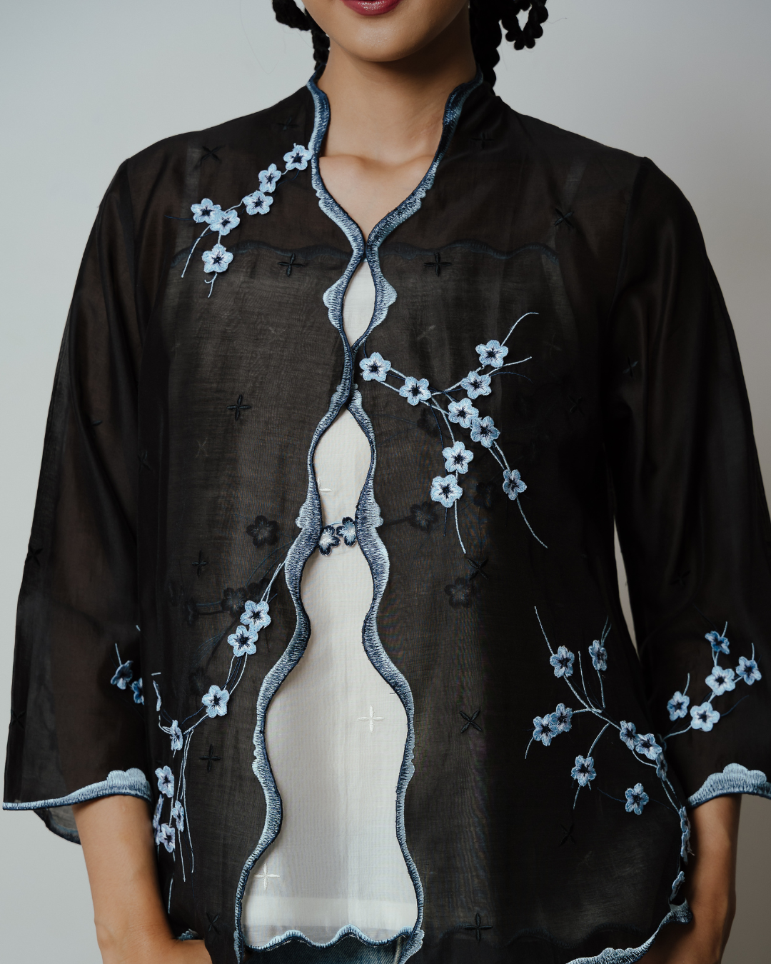 BOOLAO Kebaya Sakura 3D Embroidery - Black