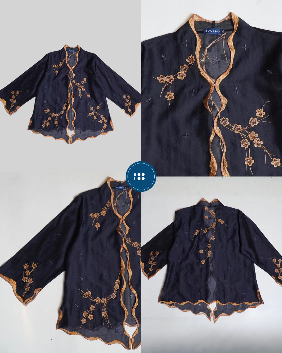 BOOLAO Kebaya Sakura 3D Embroidery - Dark Blue