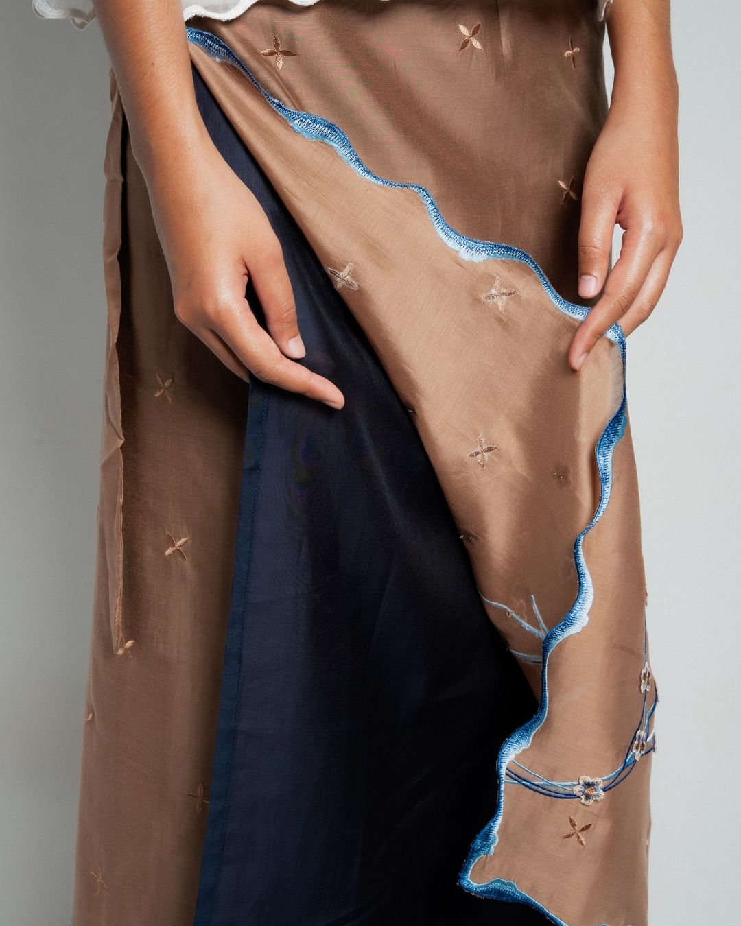 BOOLAO Sakura Saroong Wrap Skirt - Brown