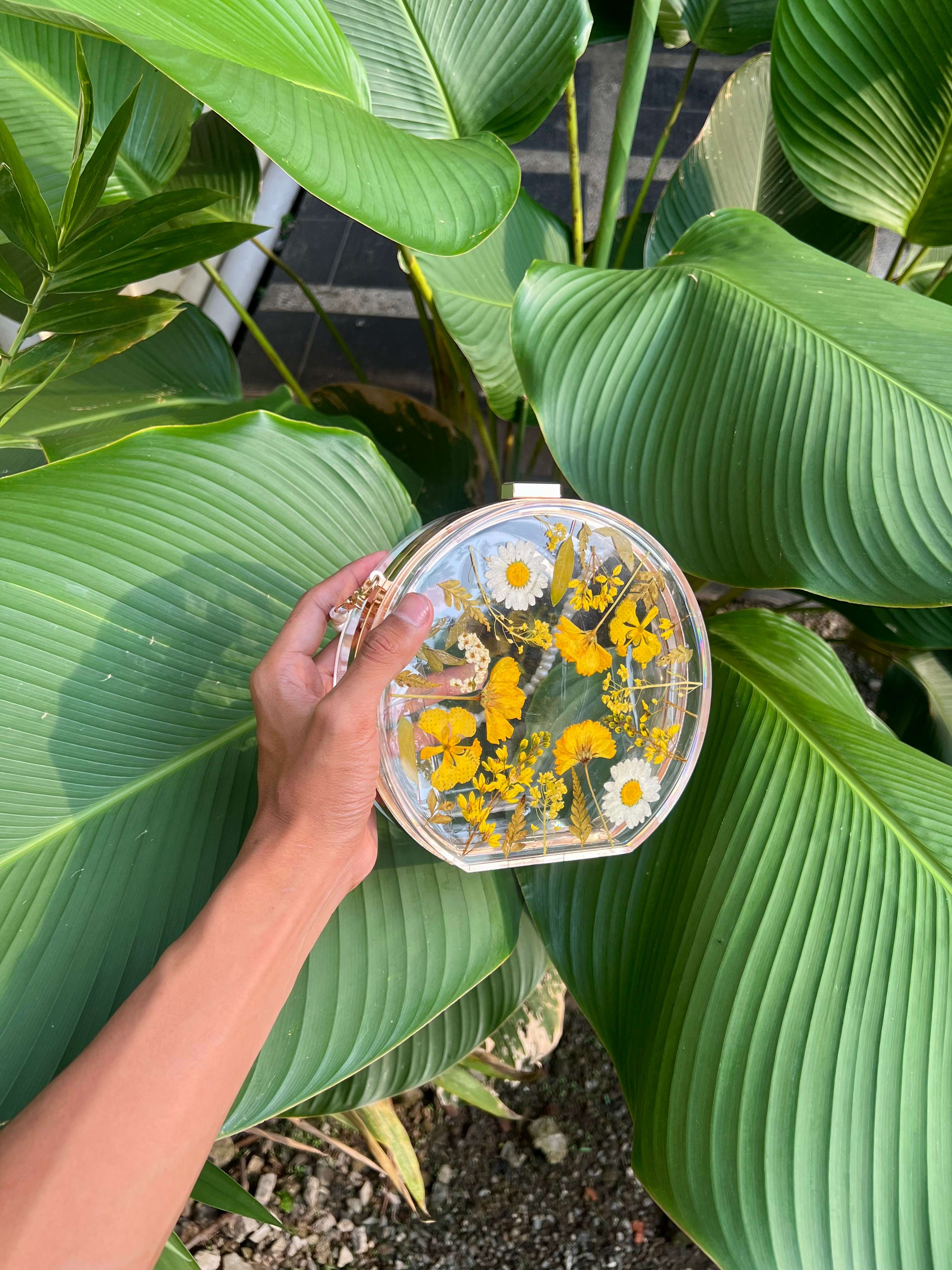 BOOLAO Transparent Resin Art Purse Bag - Round