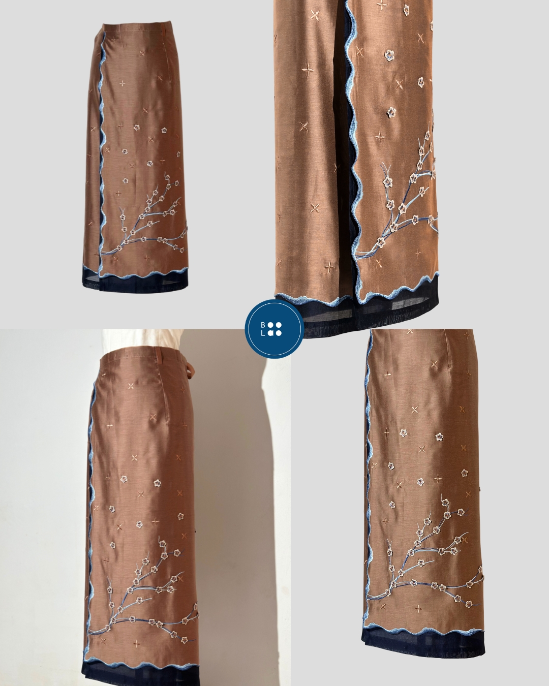 BOOLAO Sakura Saroong Wrap Skirt - Brown