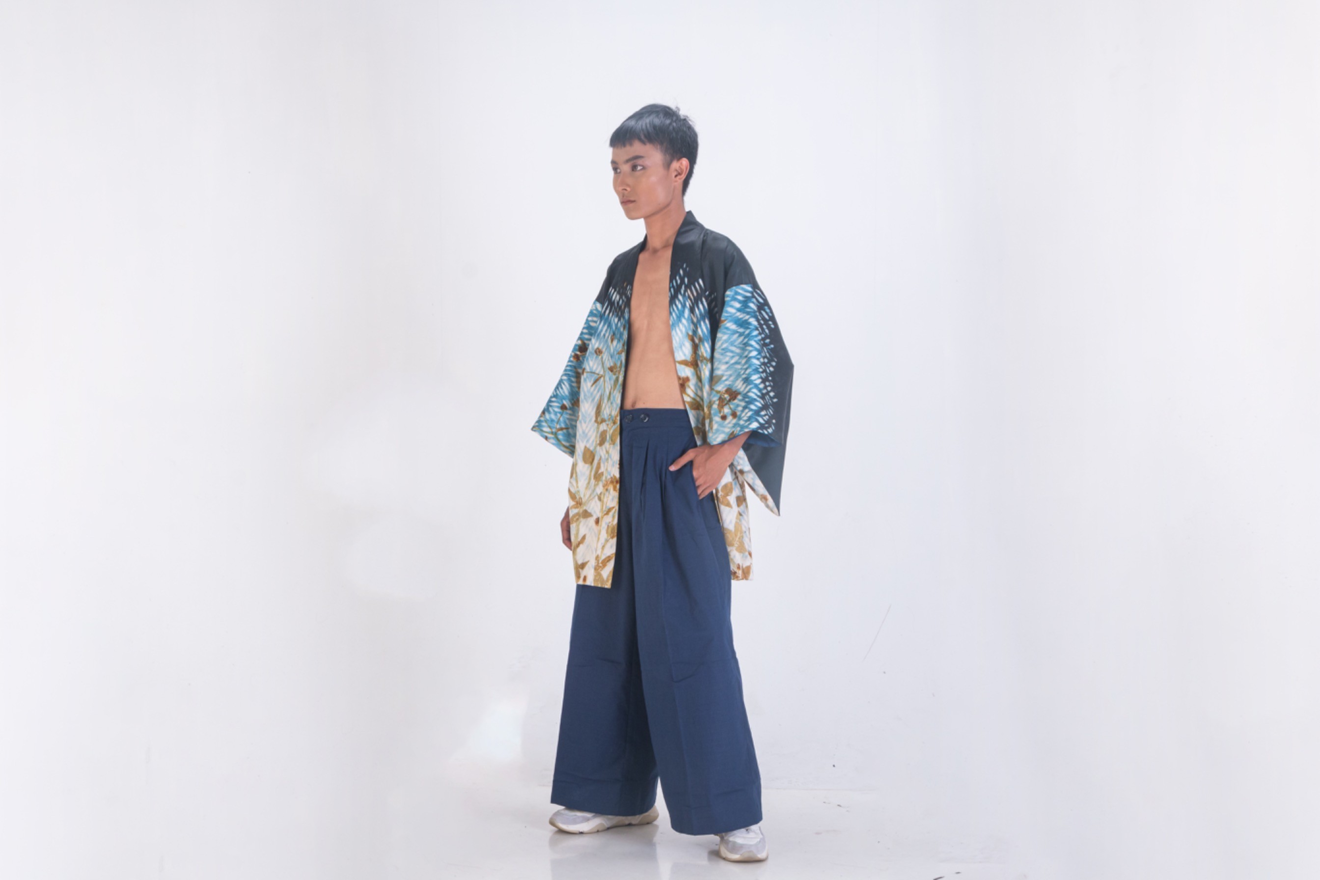 BOOLAO Reversible Kimono Shibori on Ecoprint - Ombre