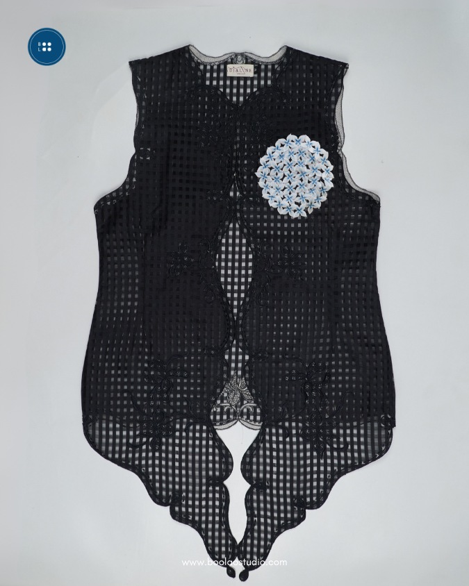 Djaline by Boolao Kebaya Vest Anggrek Borondong - Hitam