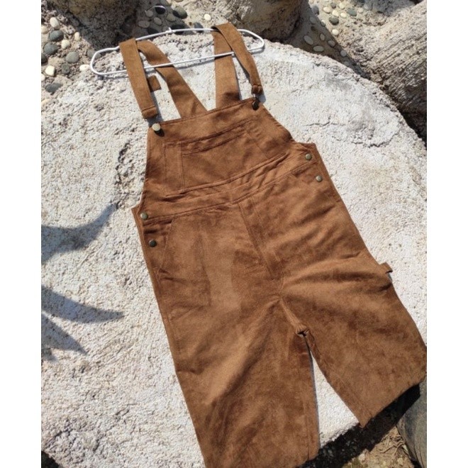 BOOLAO Over All Corduroy Suede PICNIC PANIC (Jumpsuit Celana Kodok Coklat)