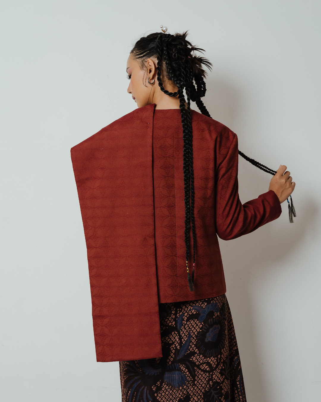 BOOLAO Blazer Janggan Selendang Hand-Woven Brown