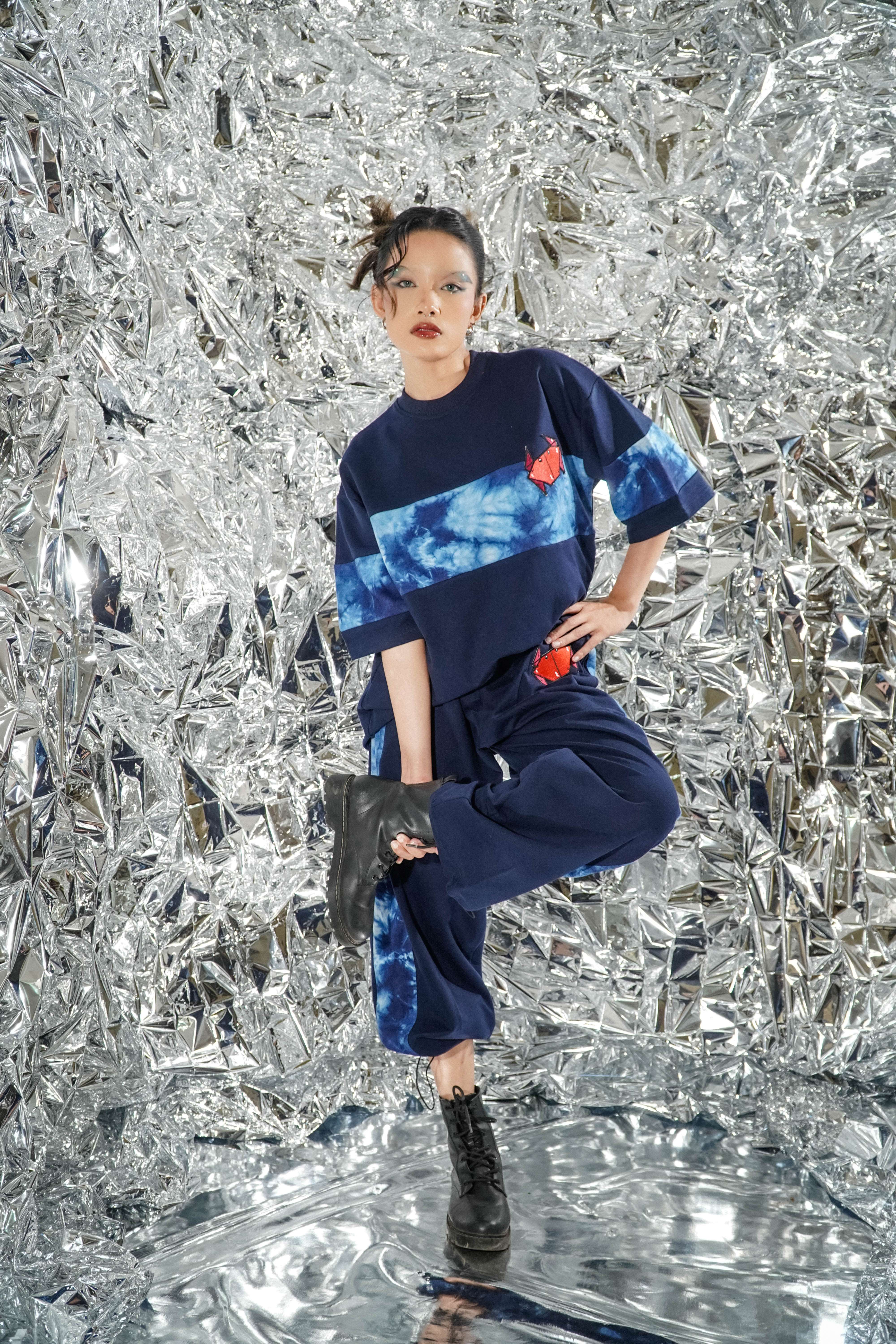 BOOLAO  ORIGAMI Sweat Shirt and Pants Tie Dye Oversize Set (Setelan Training)