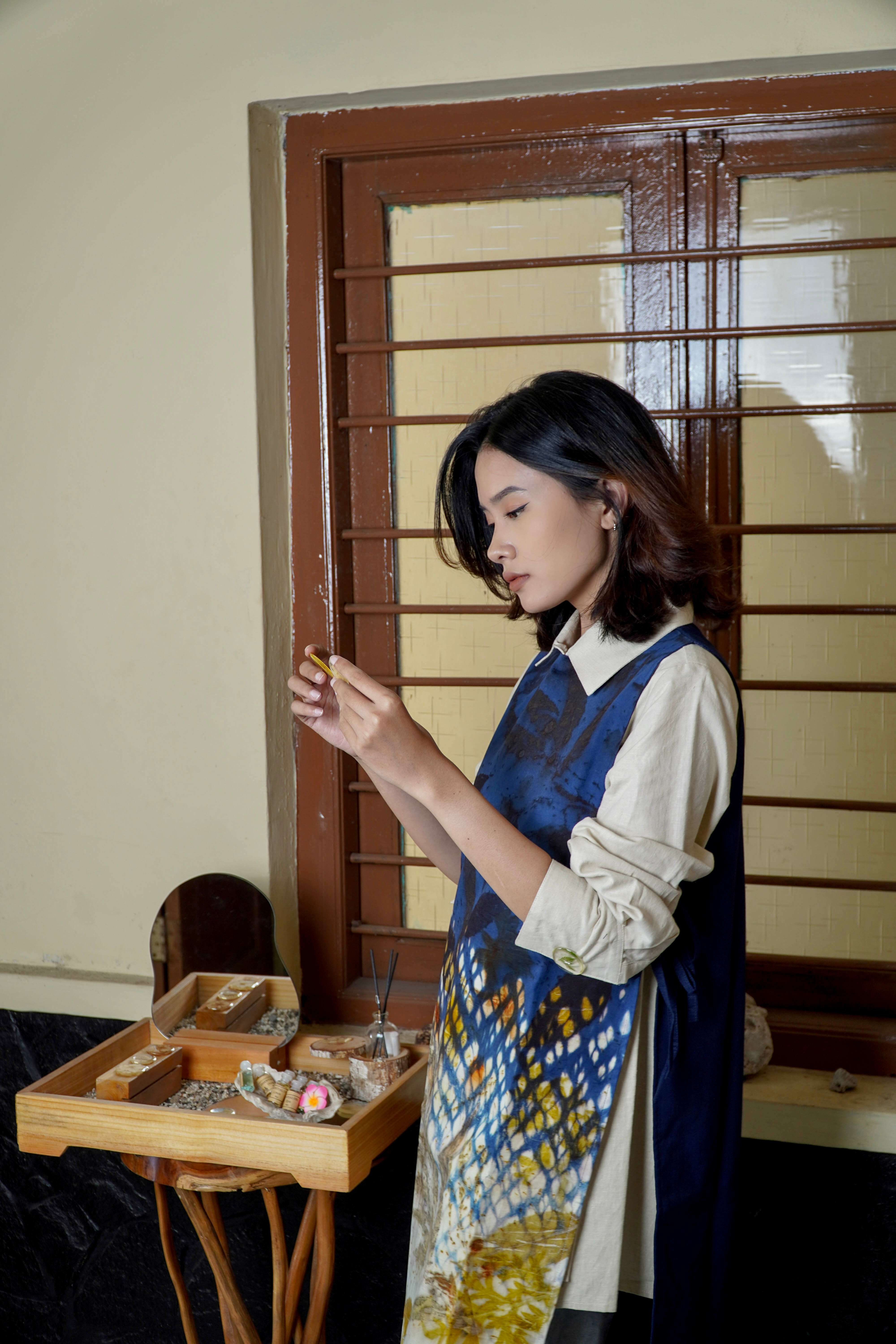 BOOLAO Ombre Vest Shibori on Ecoprint