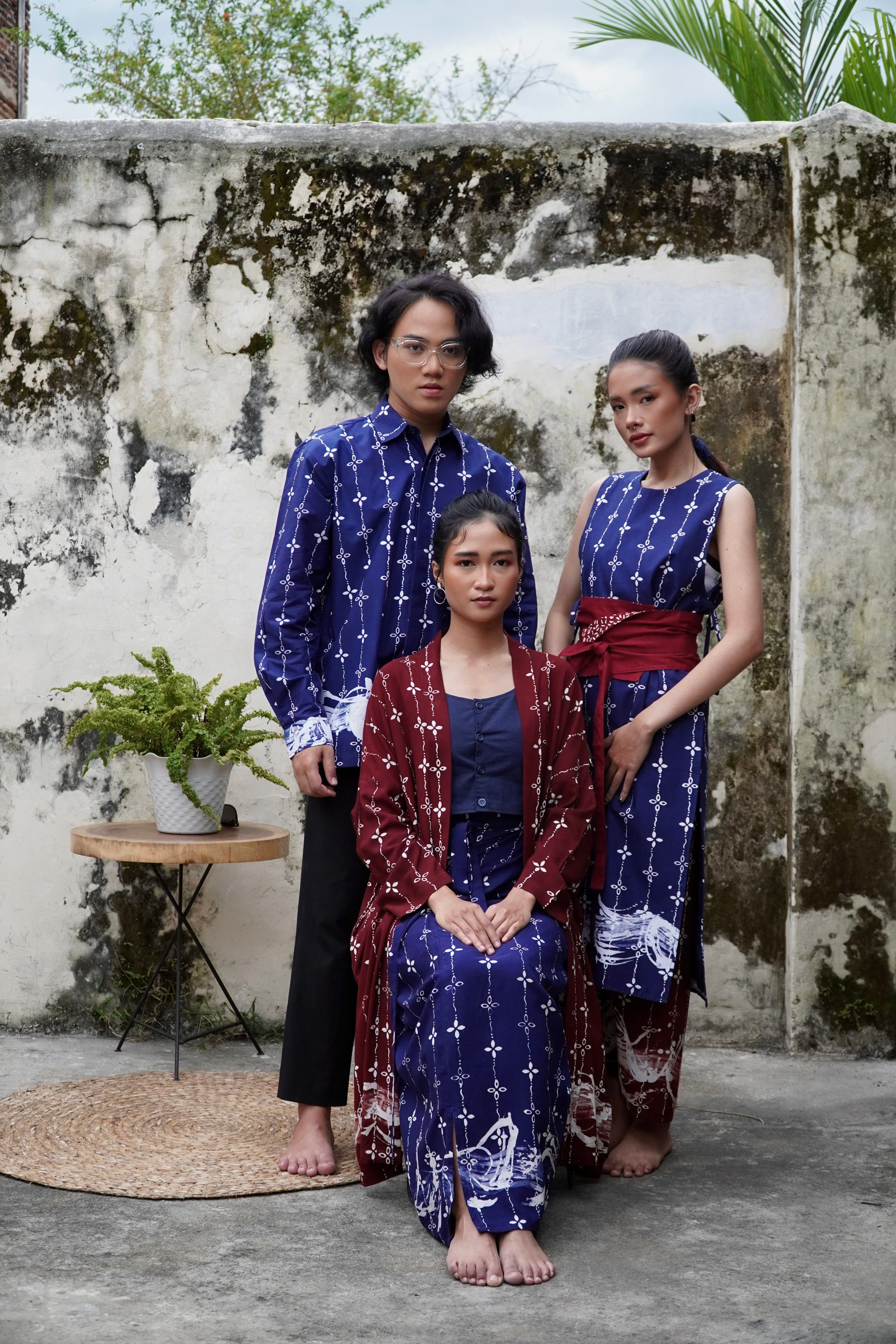BOOLAO Kumeli Outer Kebaya Detachable (Kebaya Bongkar Pasang Batik Kawung) - Maroon