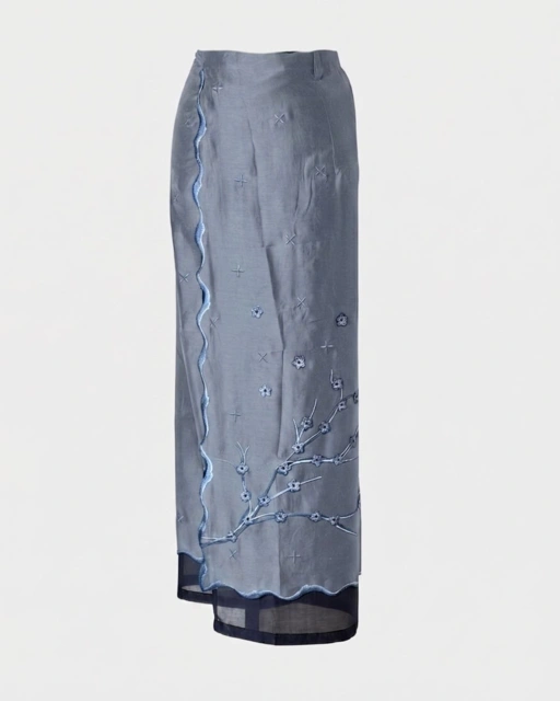 BOOLAO Sakura Saroong Wrap Skirt - Denim Blue