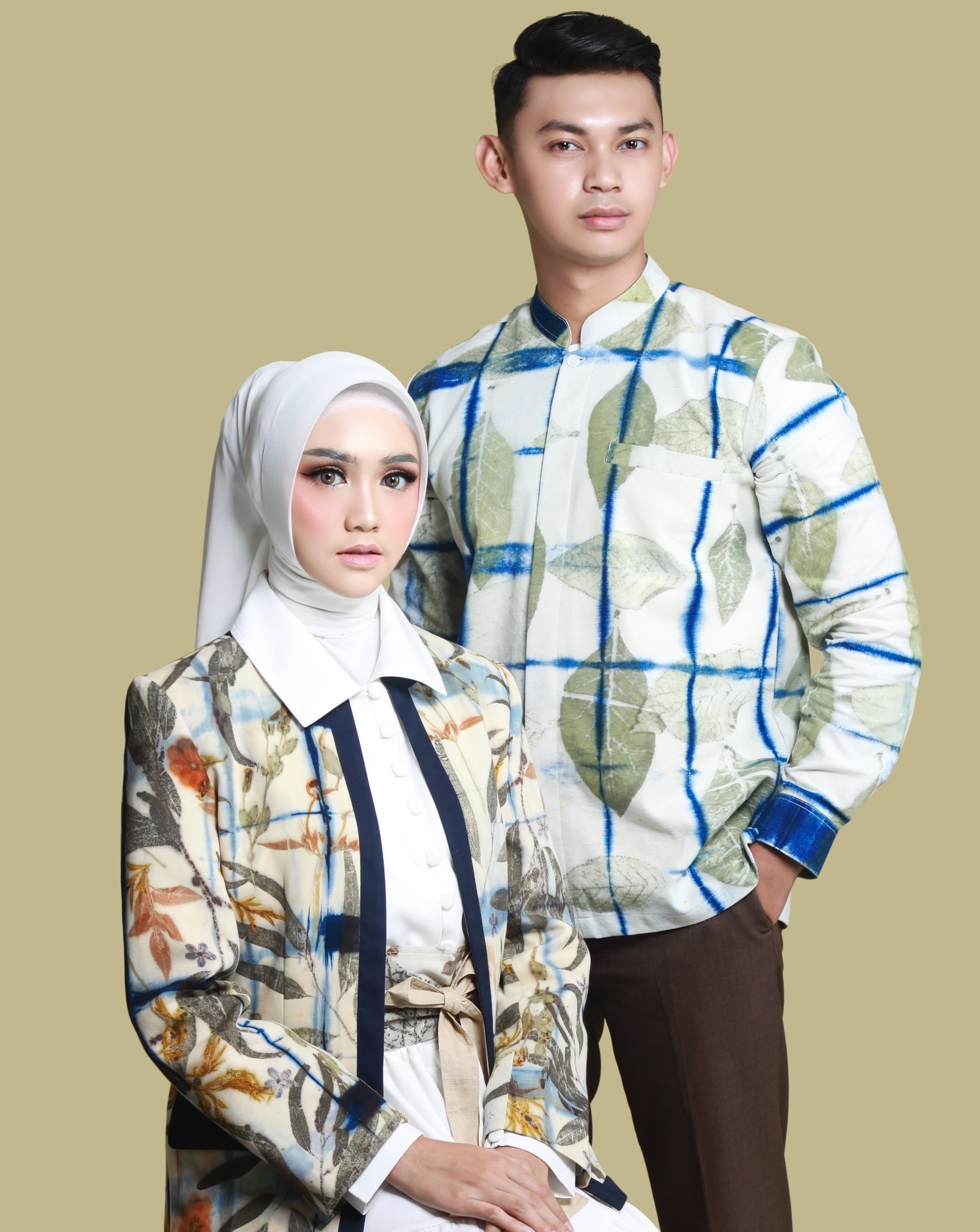 BOOLAO Botanical Blazer Blue Itajime Shibori on Ecoprint