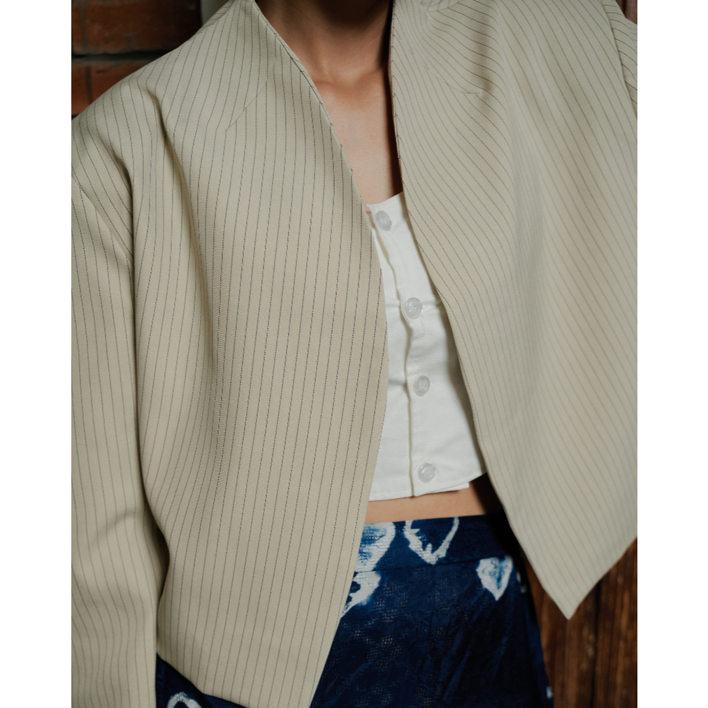 Beskap Outer Dropped Shoulder Boxy - cream