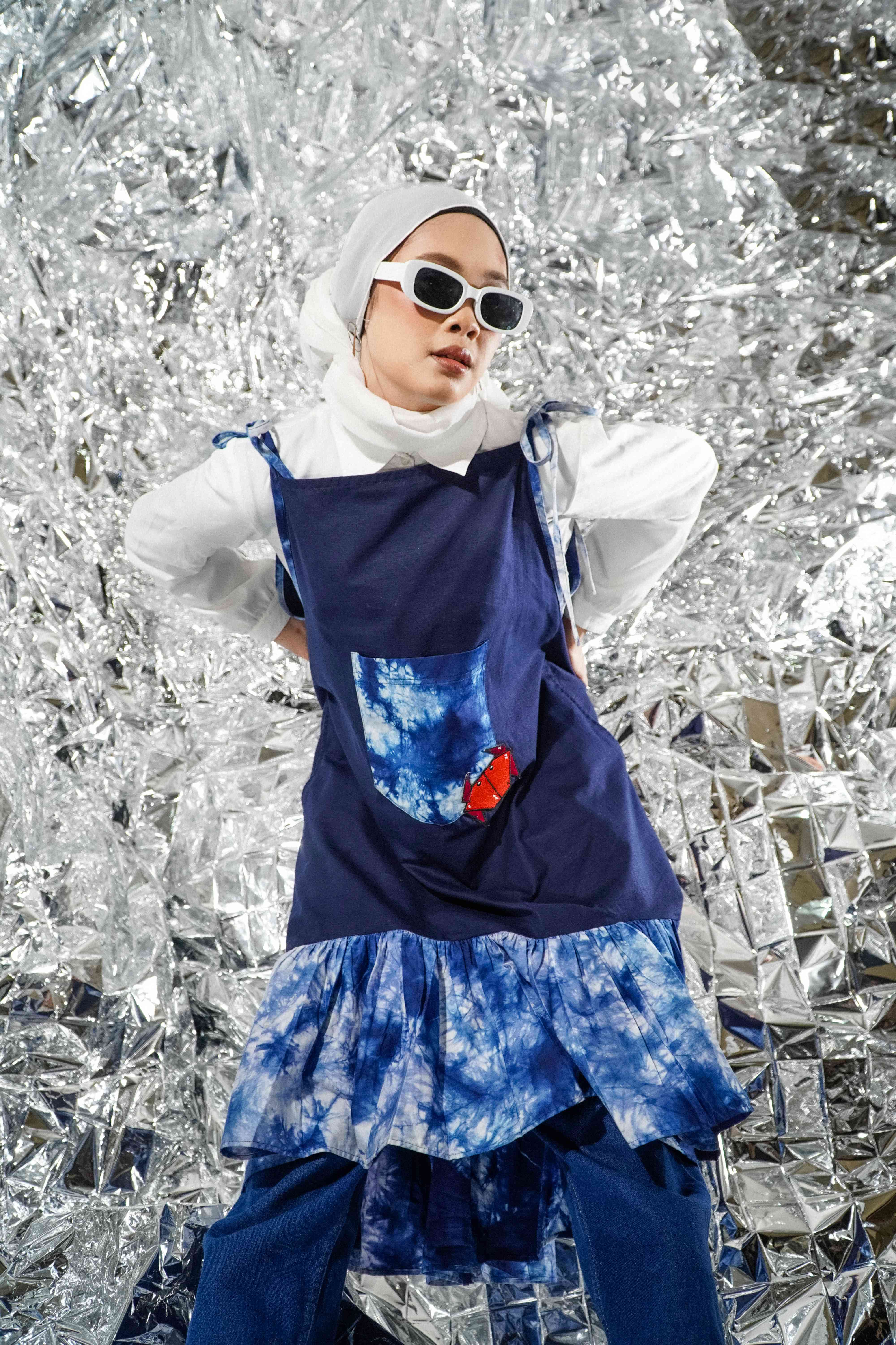 BOOLAO Spaghetti Tiered Dress (Over All Ikat)