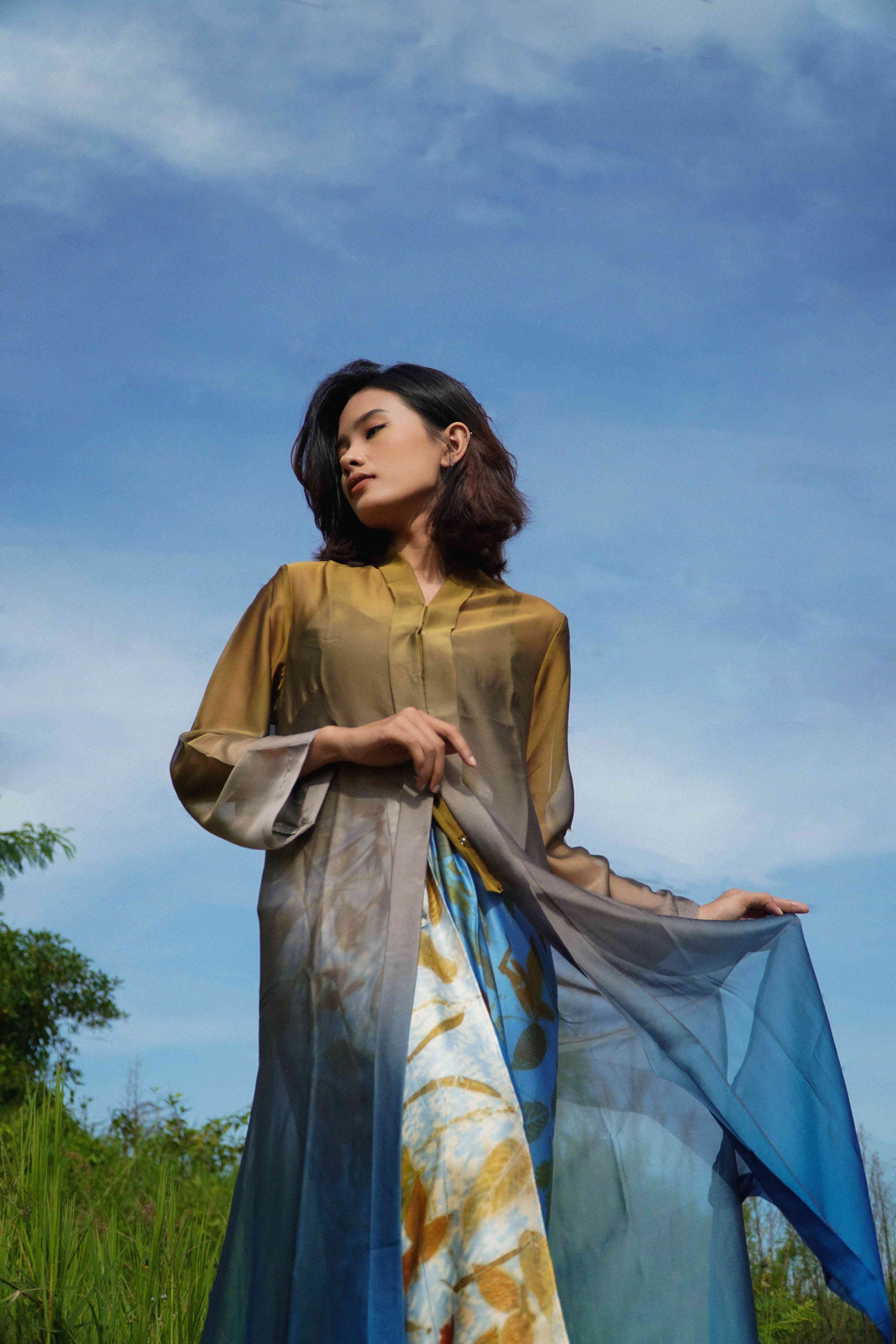 BOOLAO Kebaya Encim Gradation Sifone Blue Grey Lime