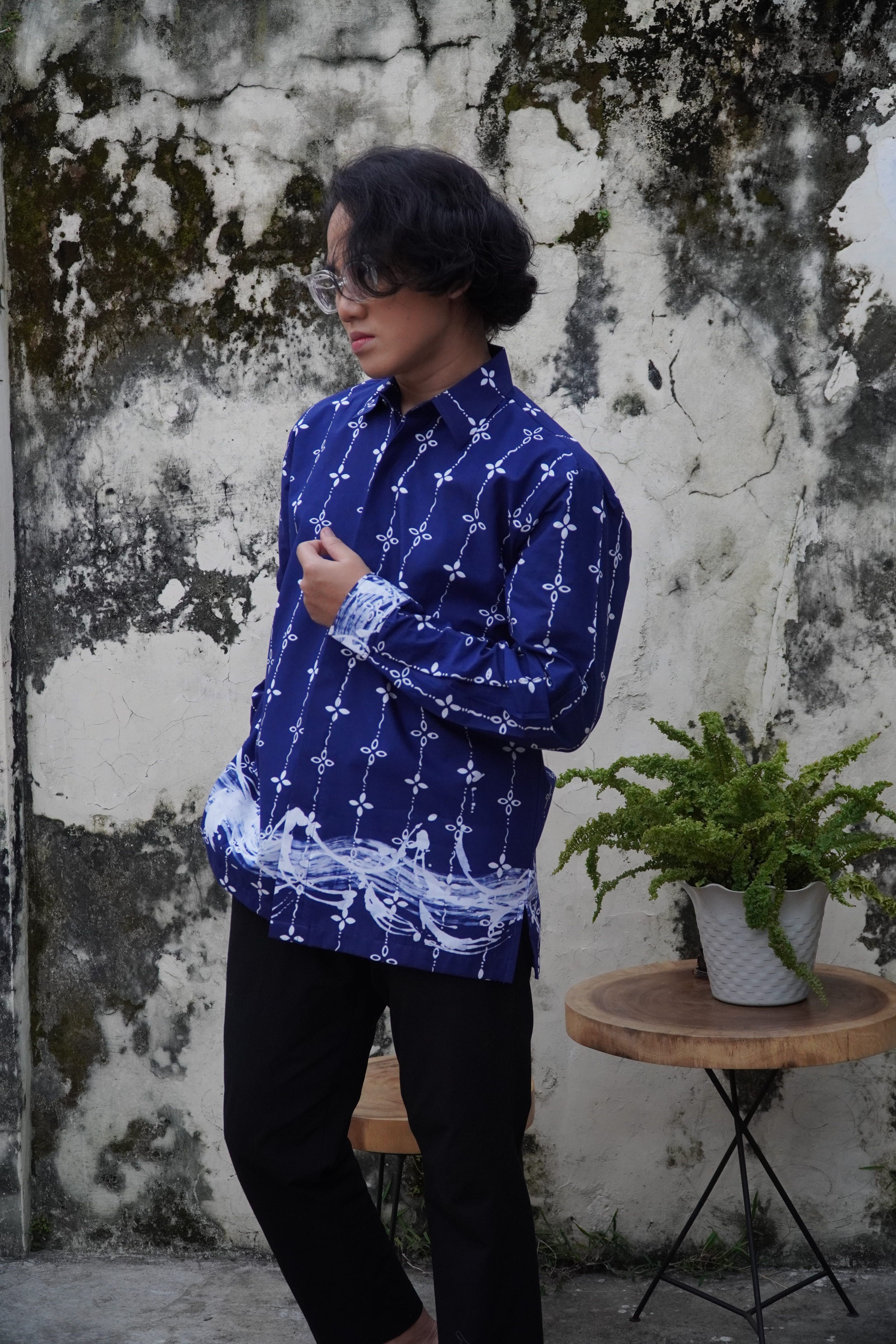 BOOLAO Kumeli Kemeja Panjang - Navy Blue