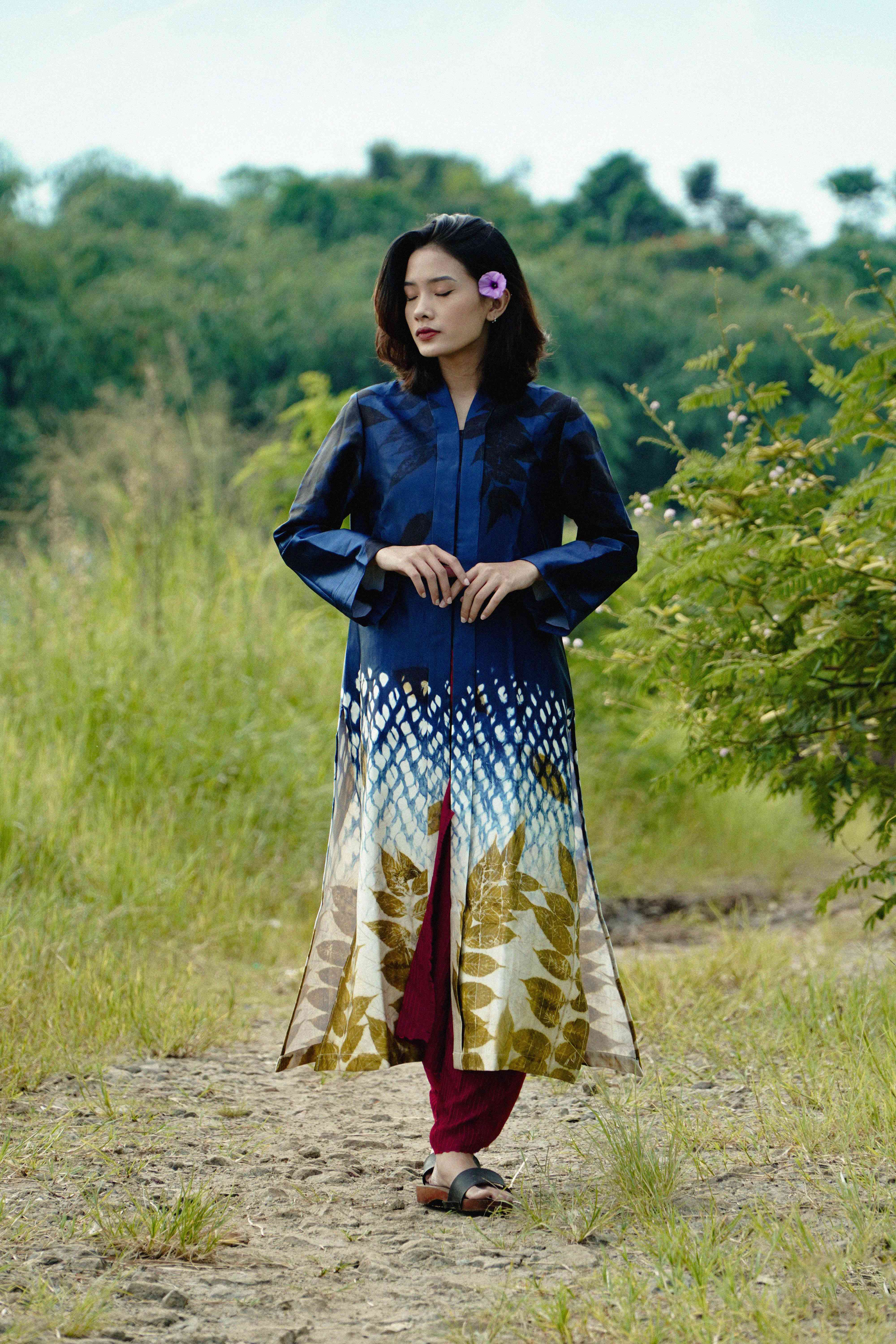 BOOLAO Encim Kebaya Shibori on Ecoprint Silk