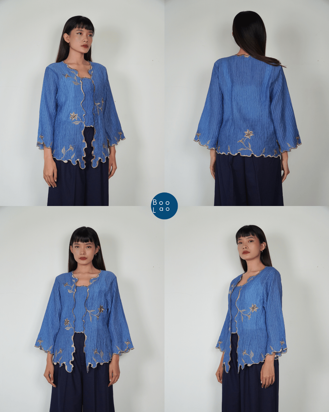 BOOLAO Kebaya Lily Embroidery (Detachable Outer) - Biru