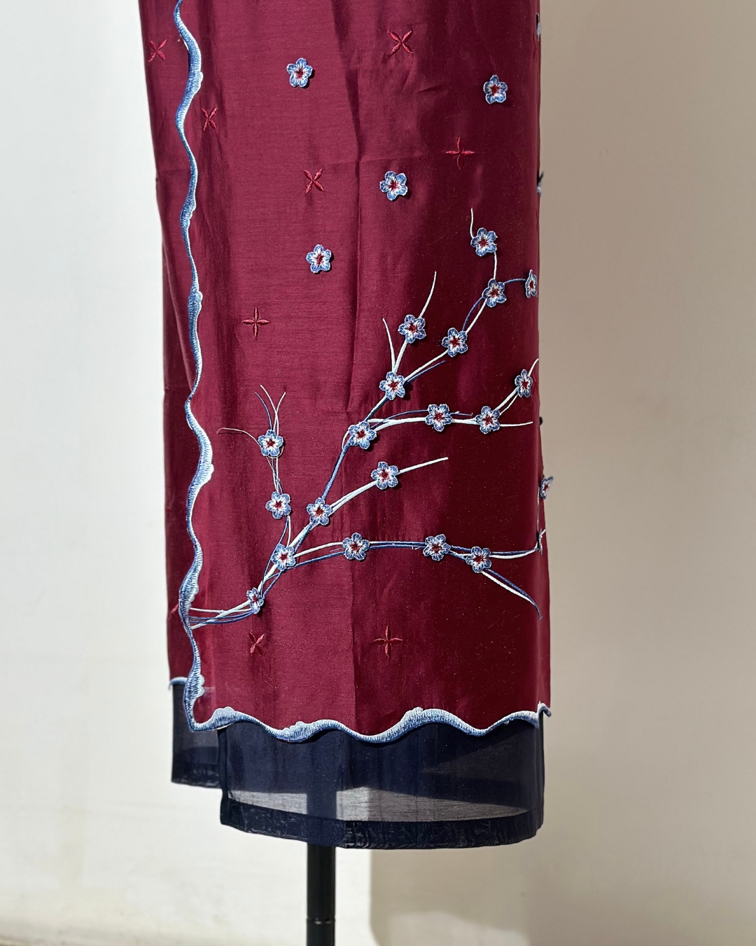 BOOLAO Sakura Saroong Wrap Skirt - Red Wine