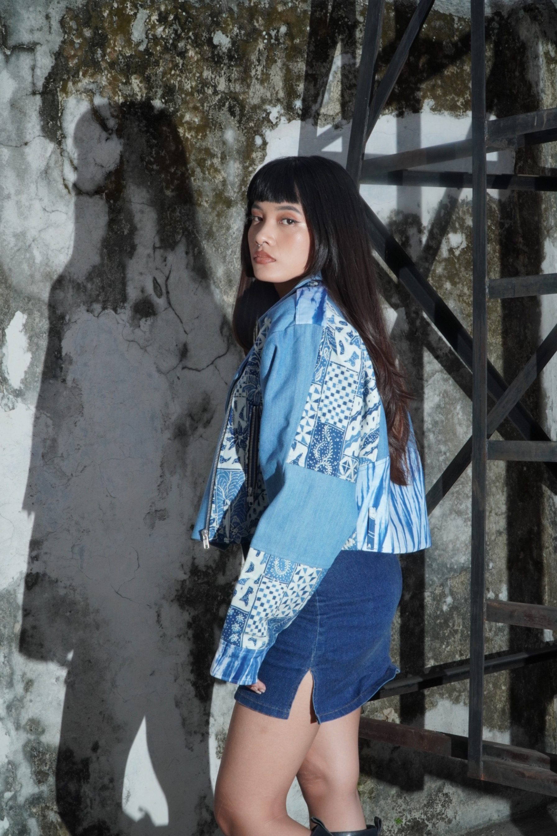 BOOLAO Ginza Jacket Jeans Patchwork Tjiwaringin - Blue
