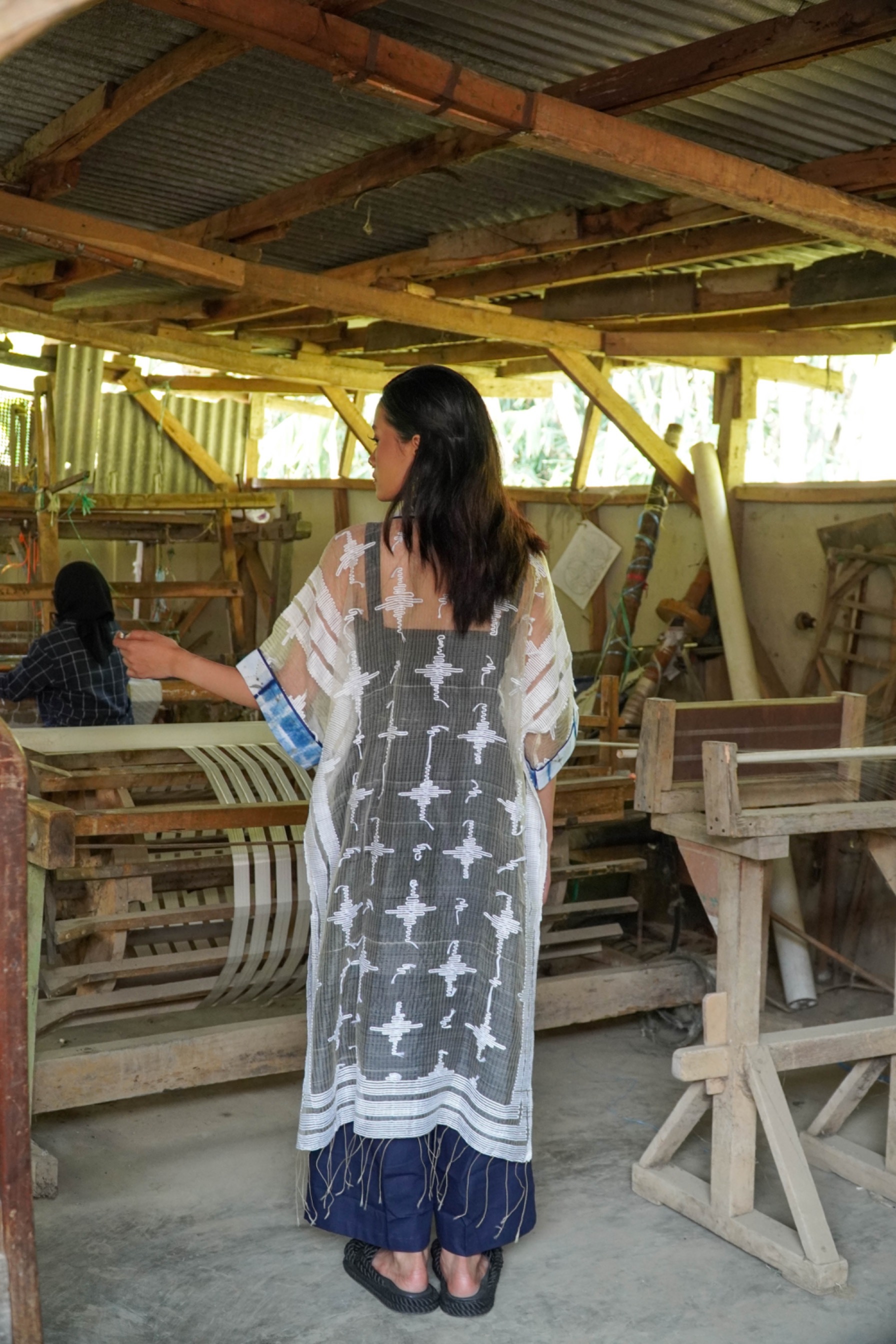 BOOLAO Organdi Outer Shibori on Ecoprint