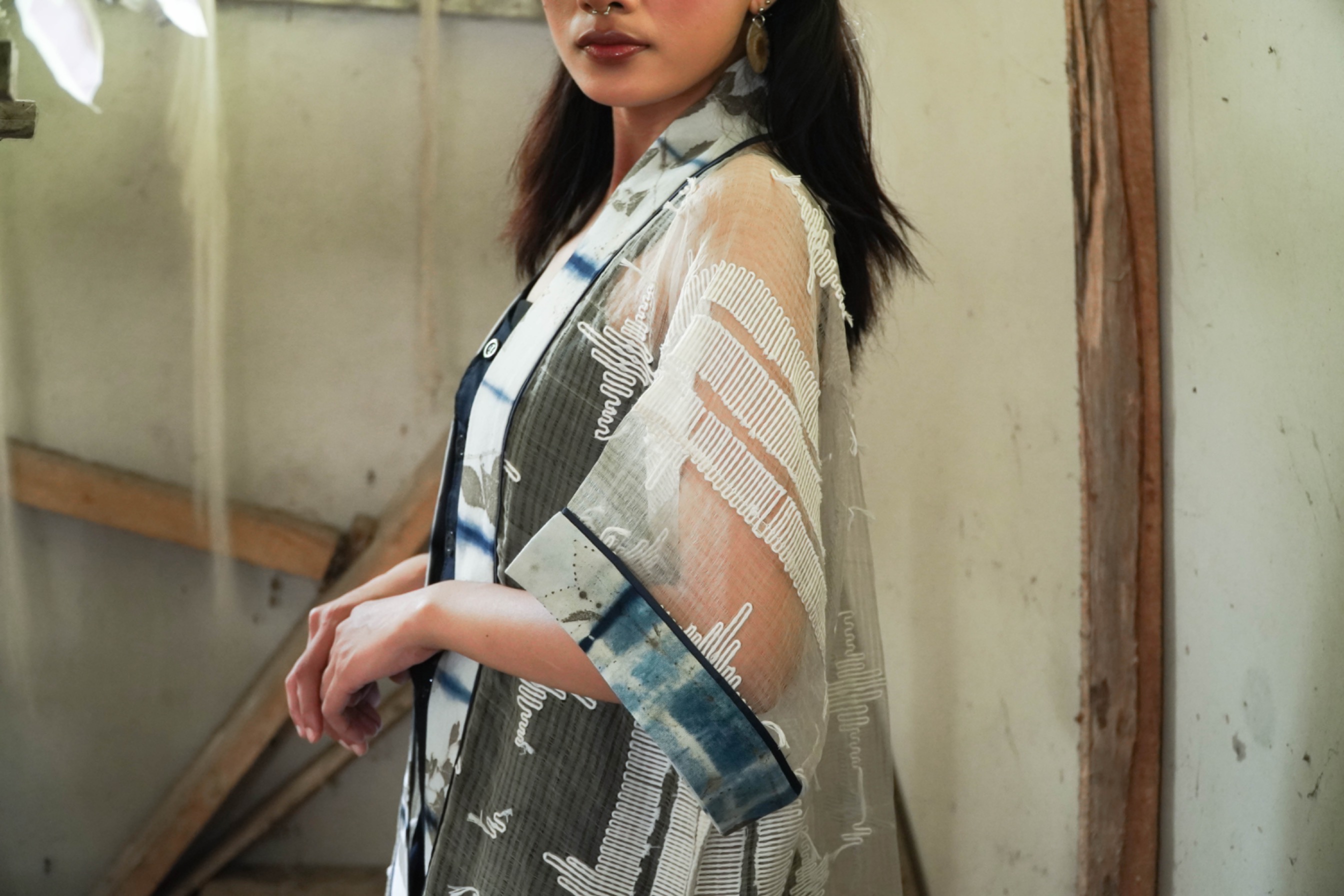 BOOLAO Organdi Outer Shibori on Ecoprint