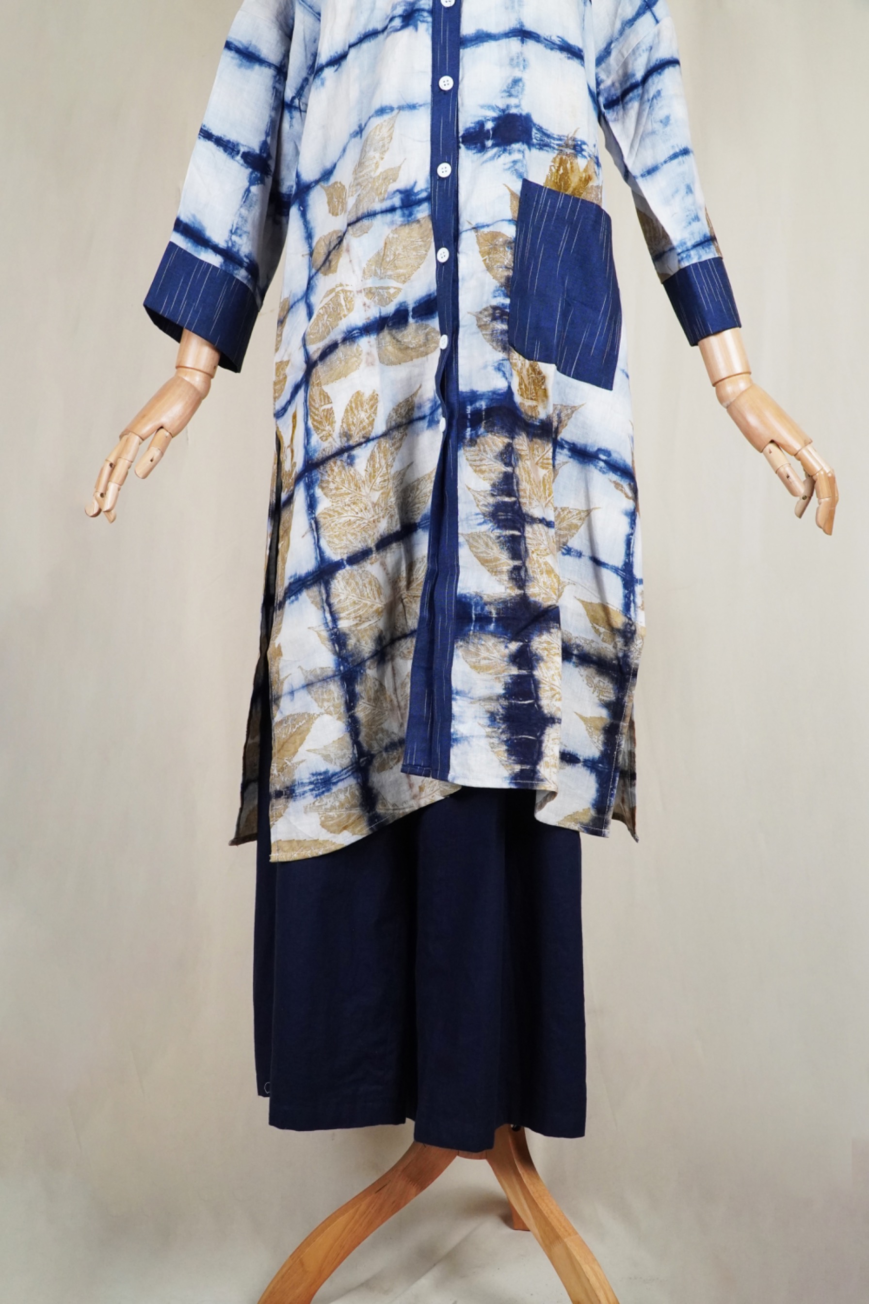 BOOLAO Kemeja Panjang Shibori on Ecoprint Itajime Lurik