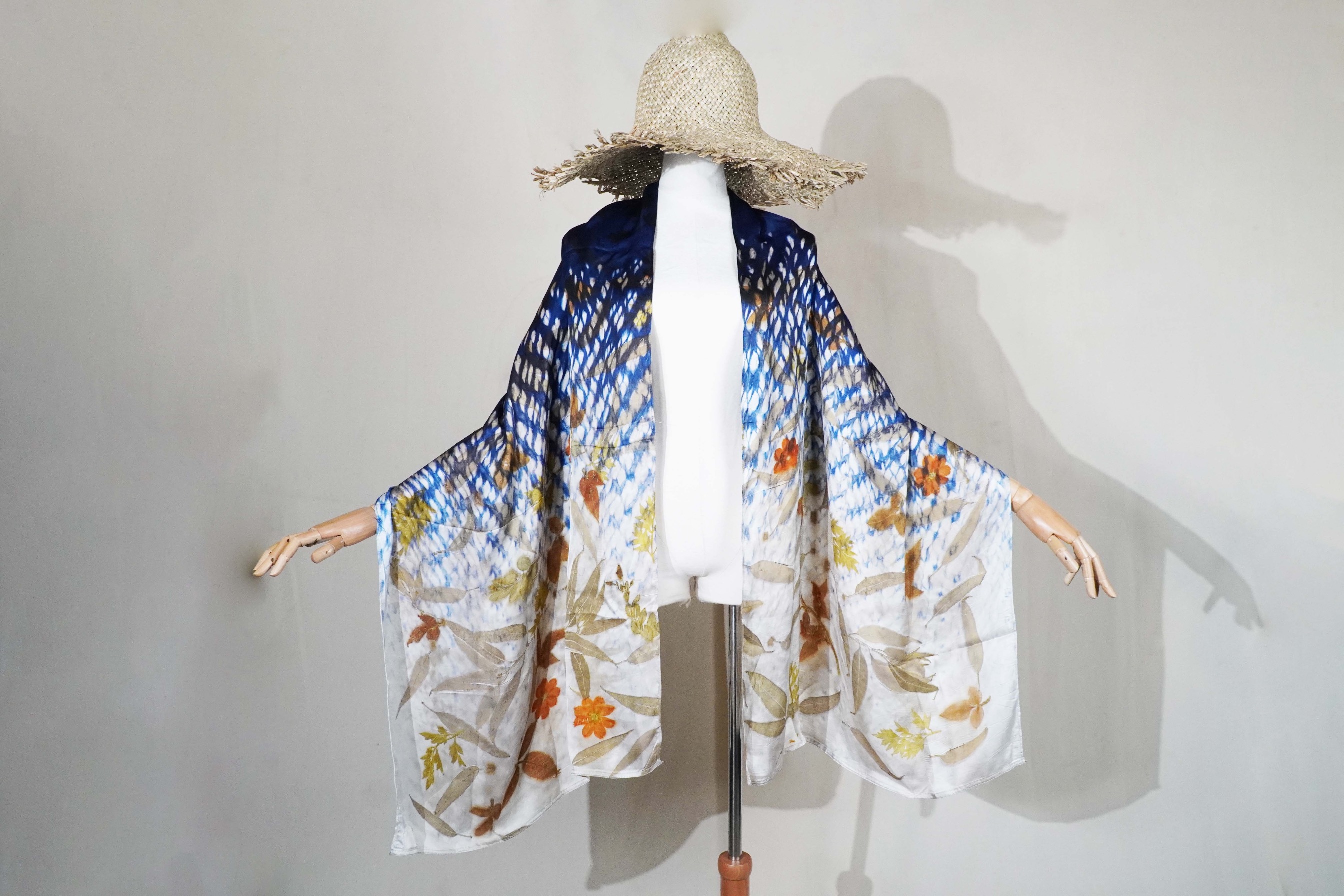 BOOLAO Shawl OMBRE Shibori on Ecoprint