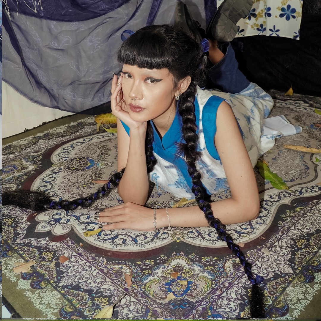 BOOLAO Overlap Cheongsam Outer Organdi - Blue