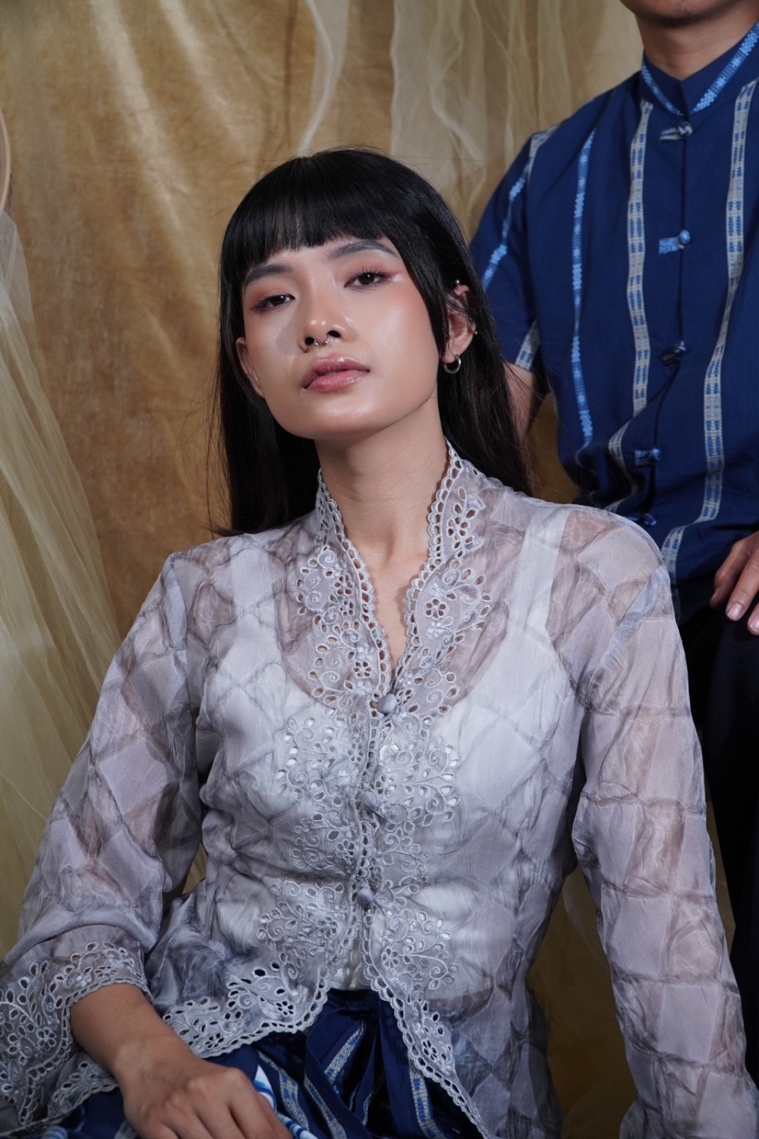 BOOLAO Kebaya Encim Kerancang Itajime - Grey