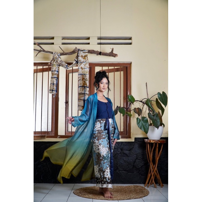 BOOLAO Kebaya Encim Gradation Sifone Blue Grey Lime
