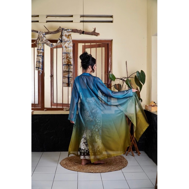 BOOLAO Kebaya Encim Gradation Sifone Blue Grey Lime