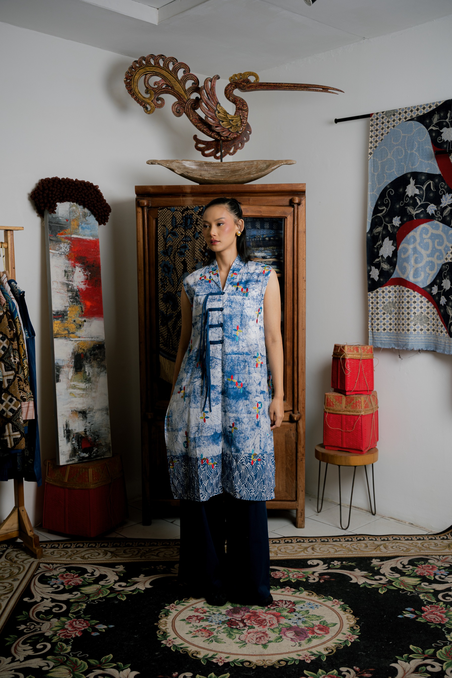 BOOLAO RIAK Vest Outer Sleeveless Kancing Ikat