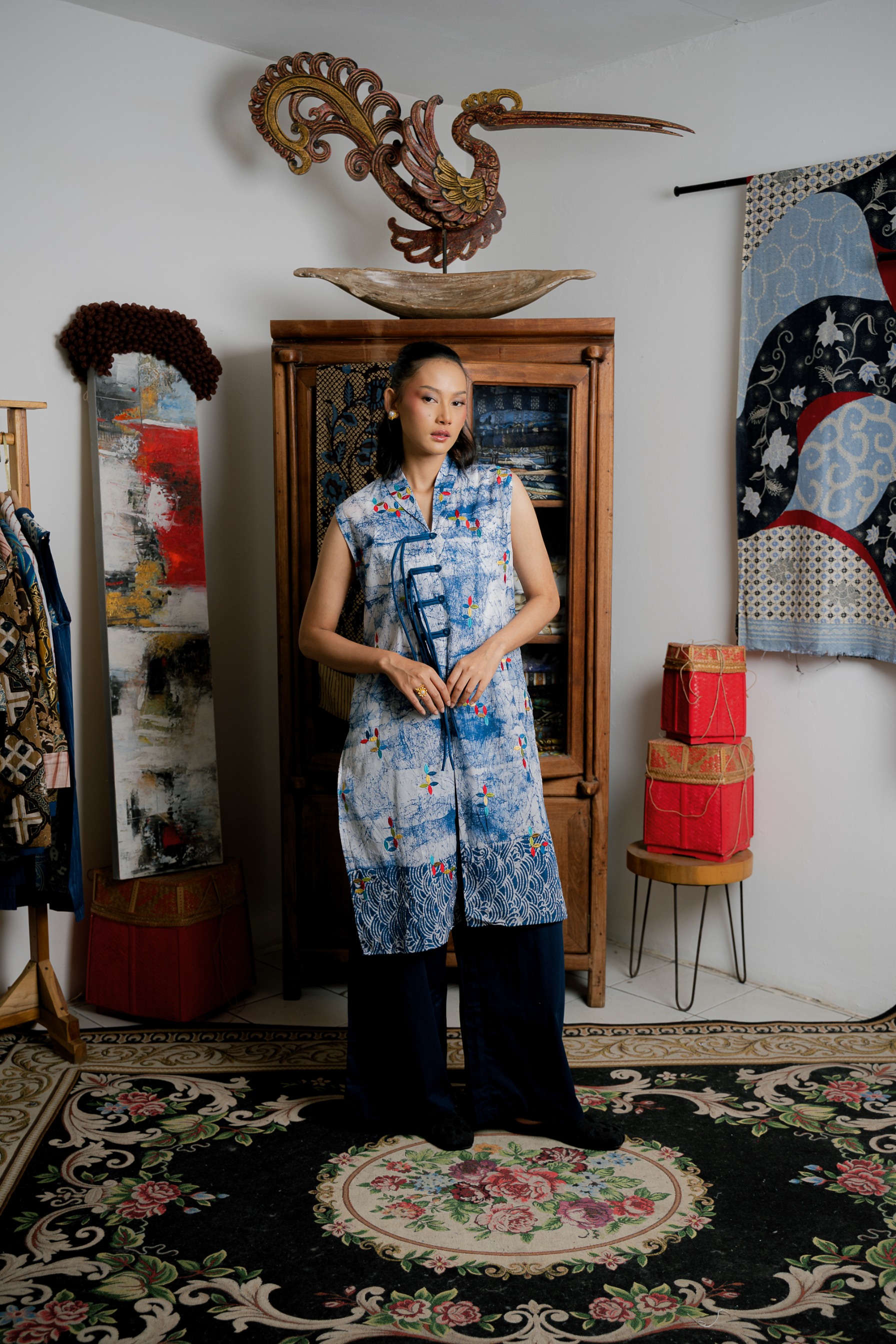 BOOLAO RIAK Vest Outer Sleeveless Kancing Ikat
