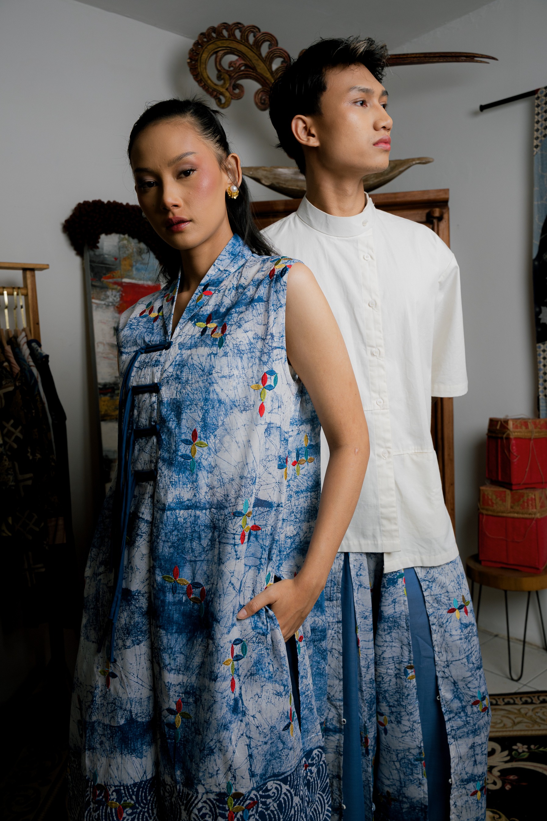 BOOLAO RIAK Vest Outer Sleeveless Kancing Ikat