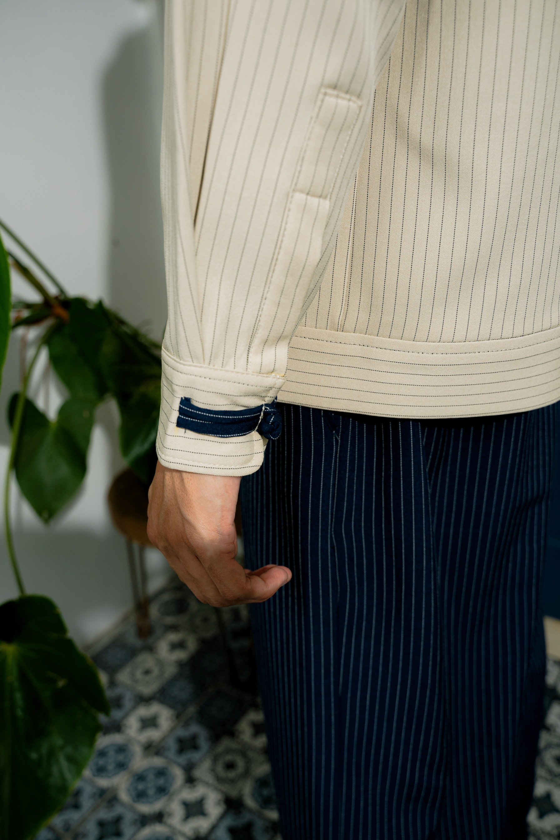 PICNIC PANIC Cheongsam Strip Jacket - Cream