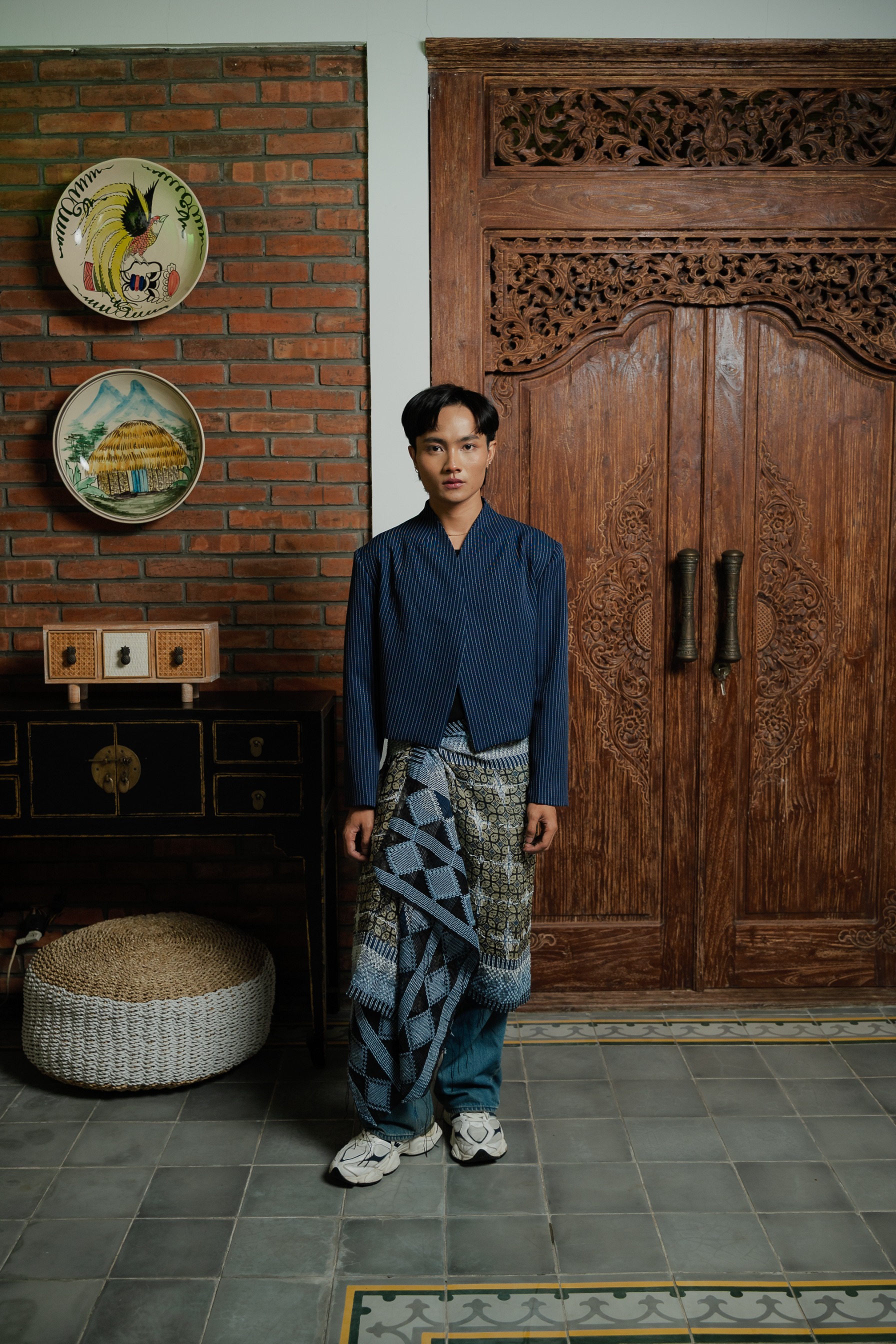 BOOLAO Beskap Outer Dropped Shoulder Boxy - Navy
