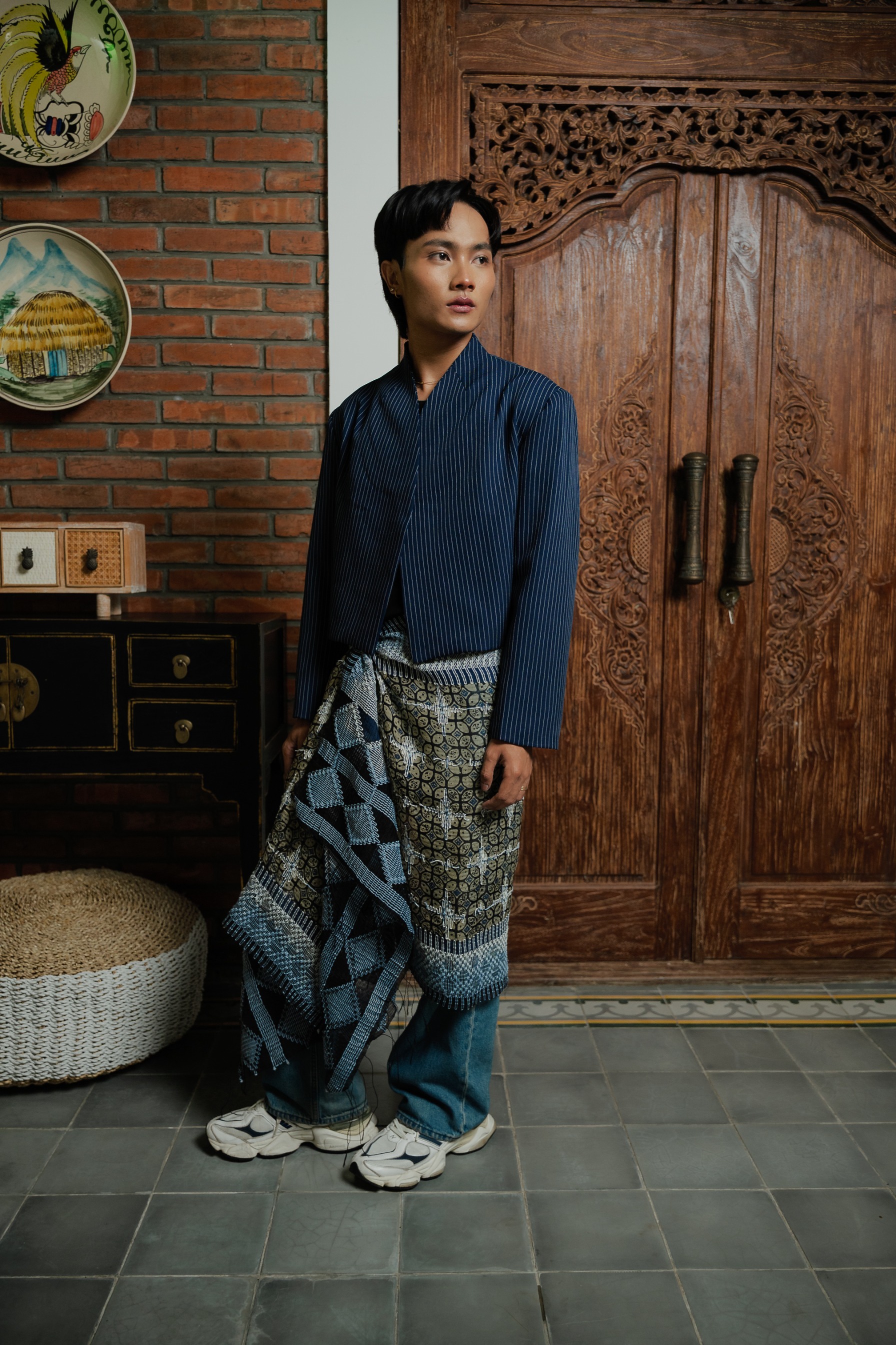 BOOLAO Beskap Outer Dropped Shoulder Boxy - Navy