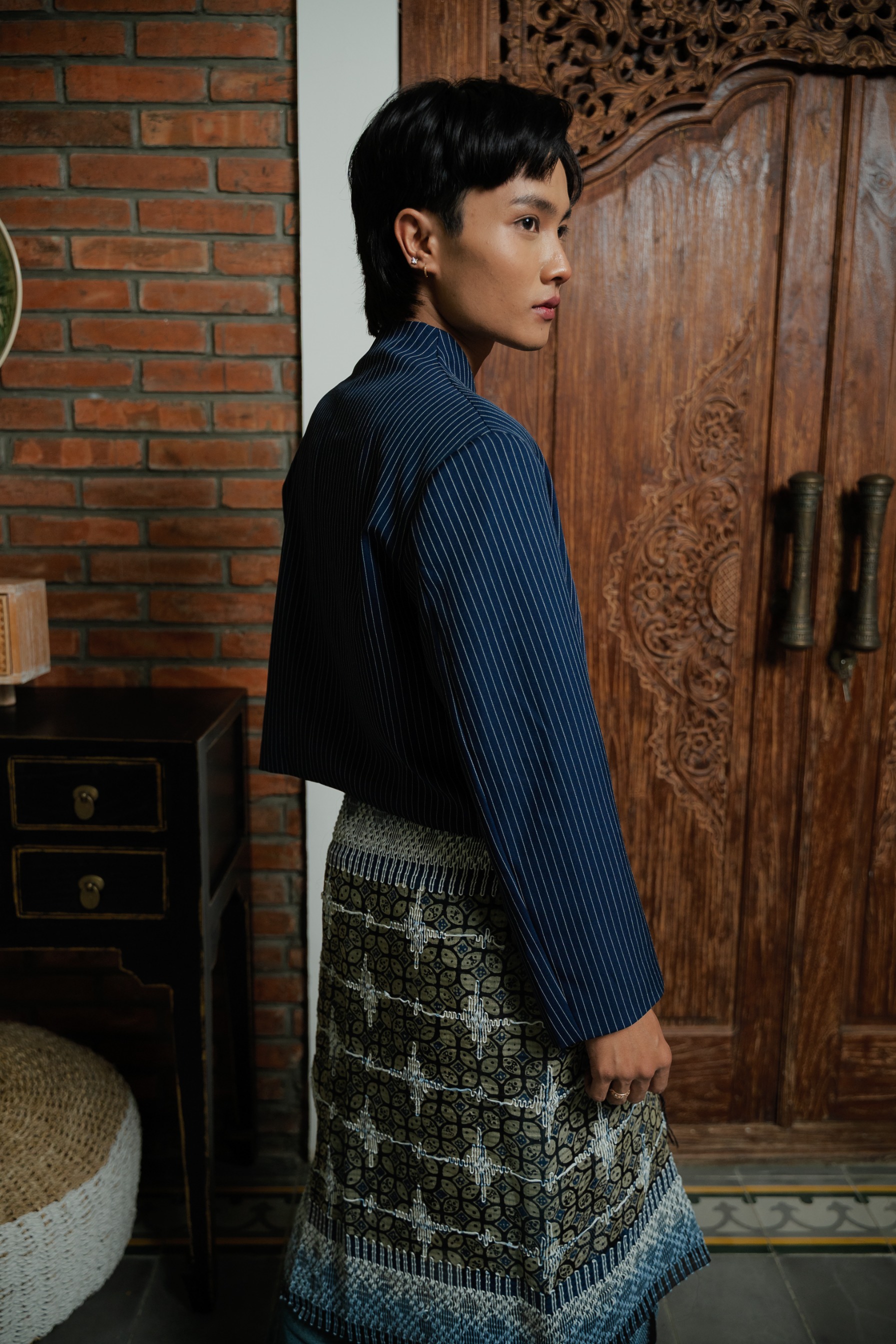 BOOLAO Beskap Outer Dropped Shoulder Boxy - Navy