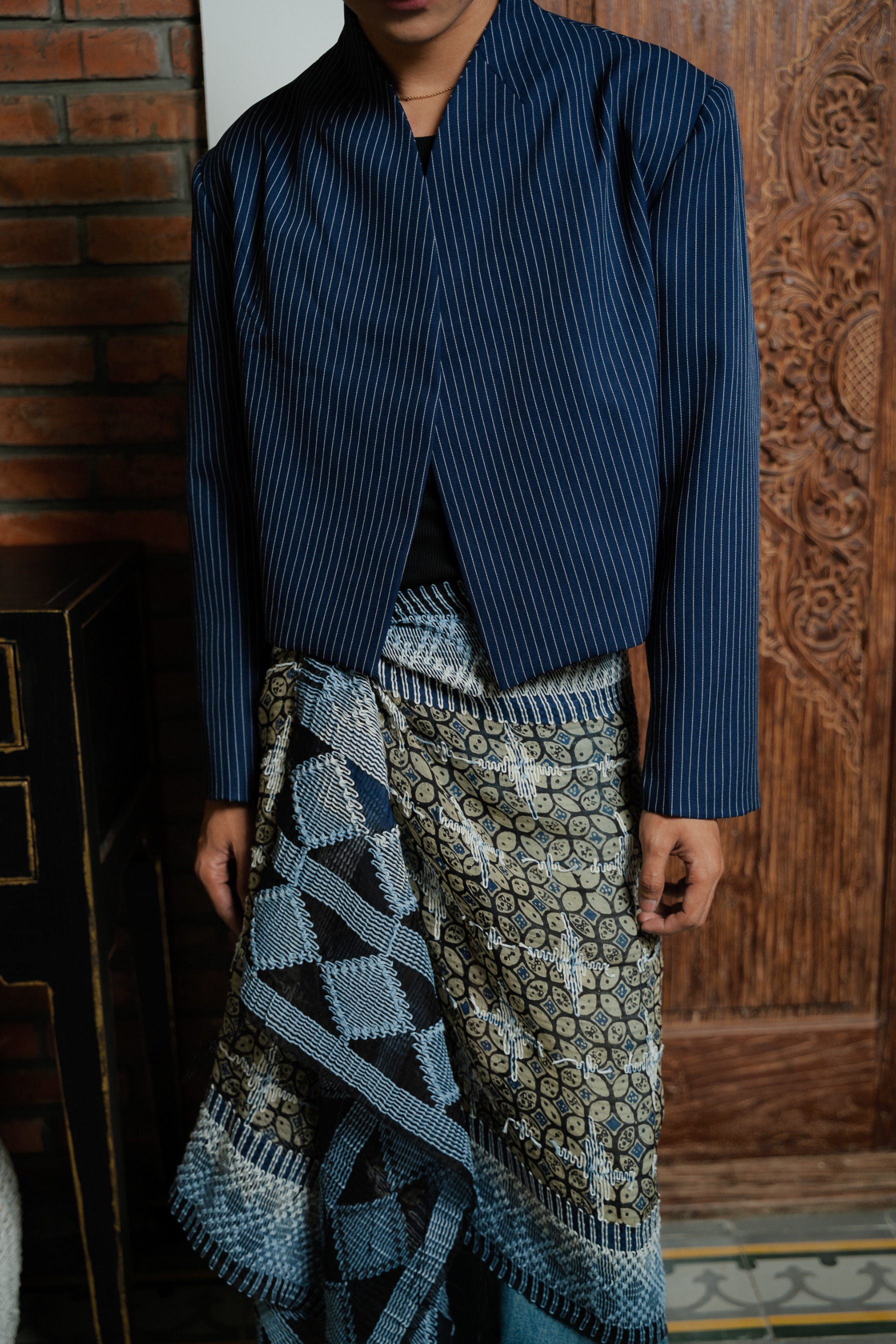 BOOLAO Beskap Outer Dropped Shoulder Boxy - Navy
