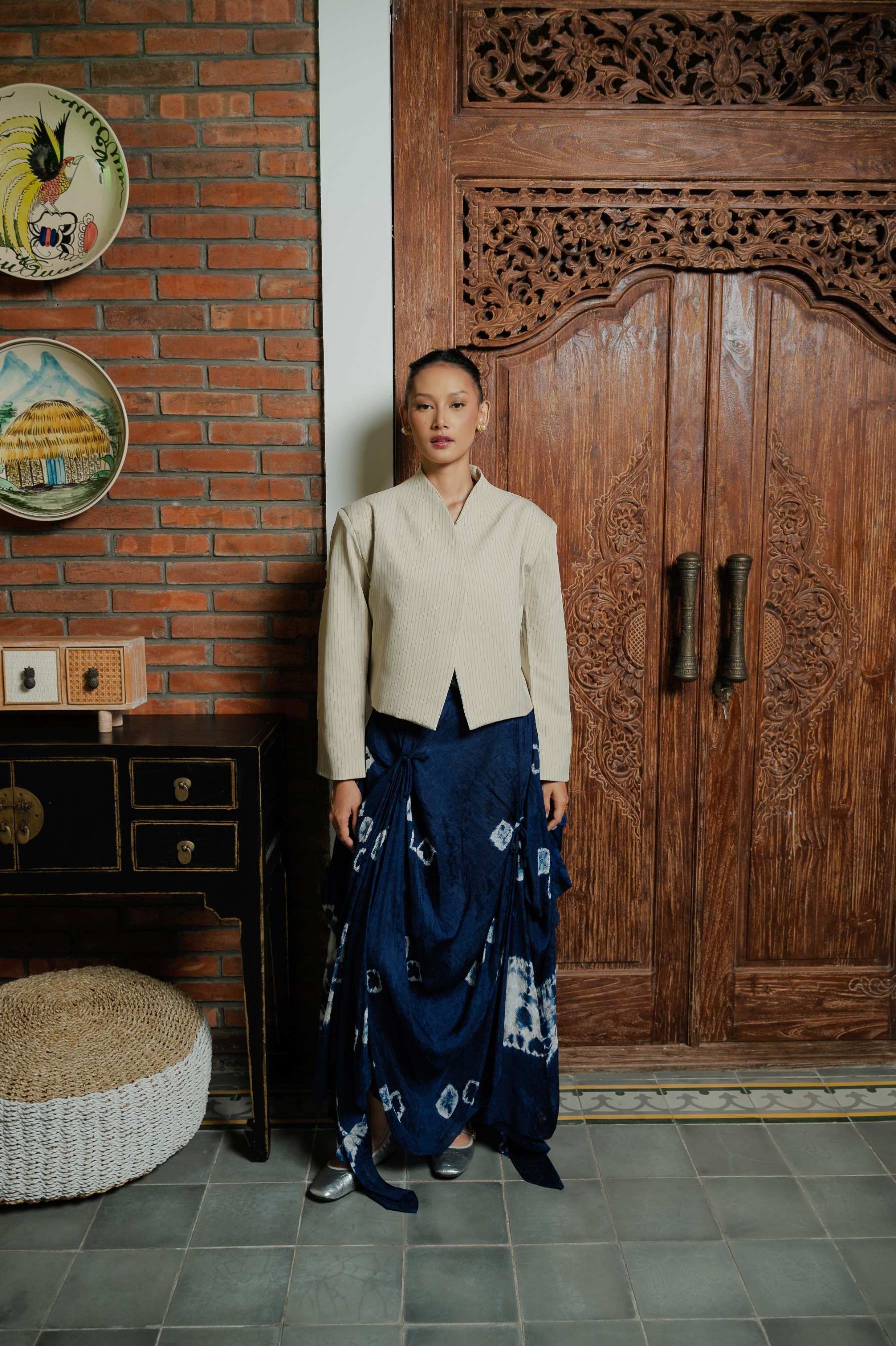 BOOLAO Beskap Outer Dropped Shoulder Boxy - cream