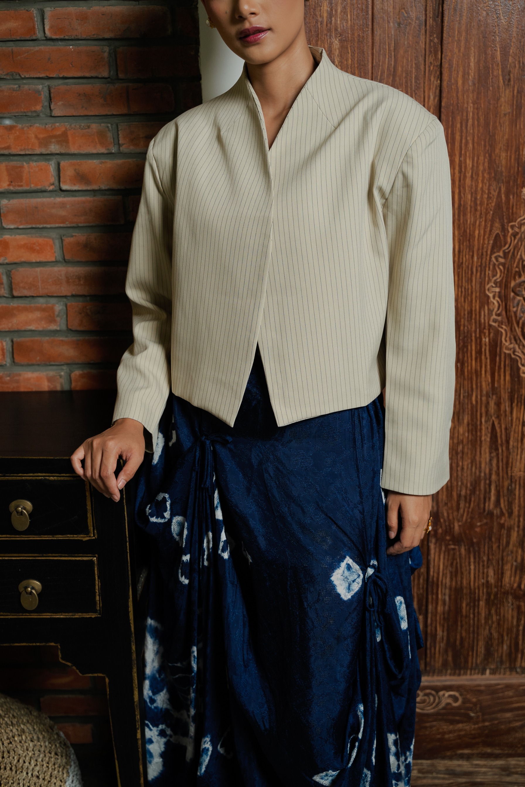 BOOLAO Beskap Outer Dropped Shoulder Boxy - cream