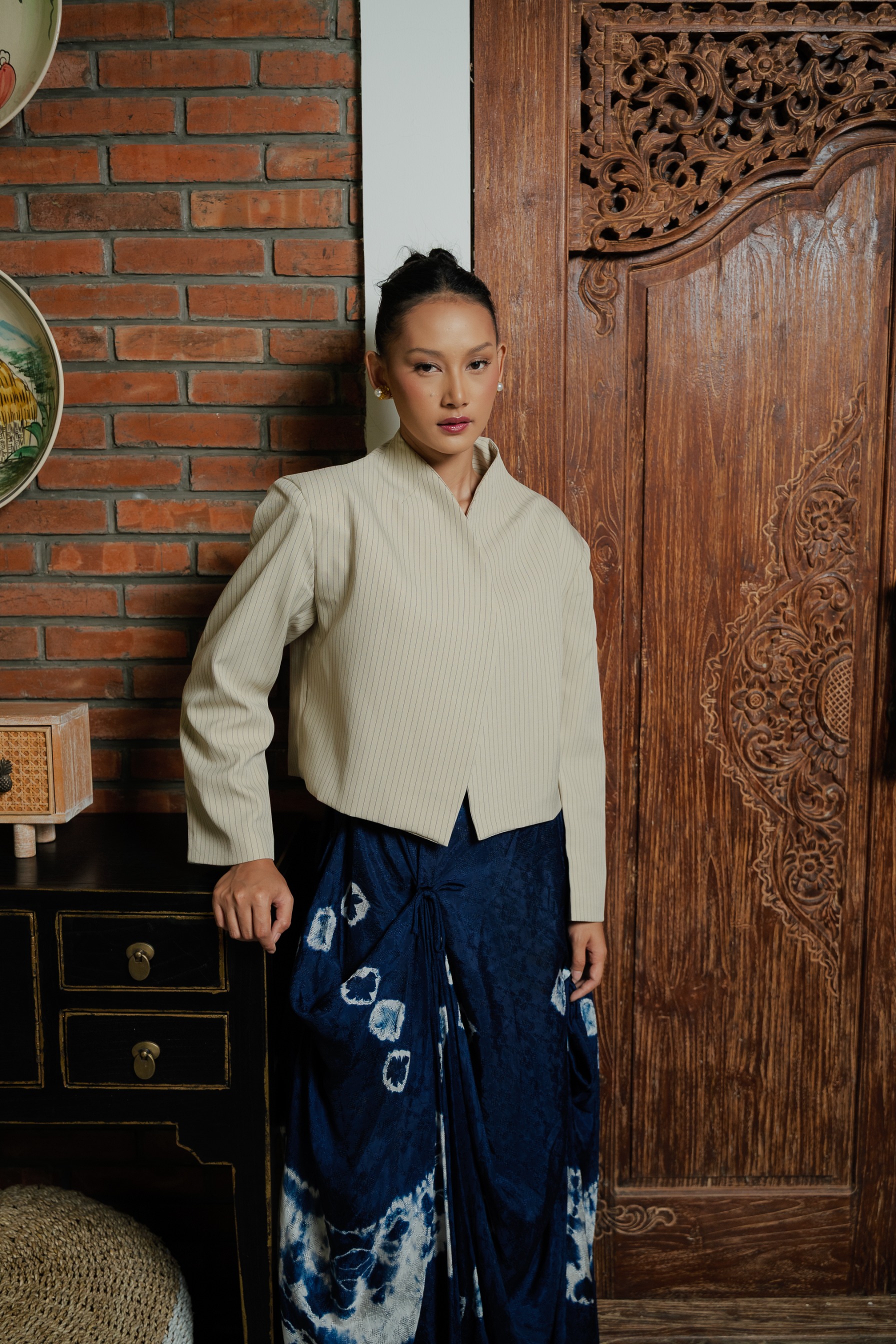 BOOLAO Beskap Outer Dropped Shoulder Boxy - cream