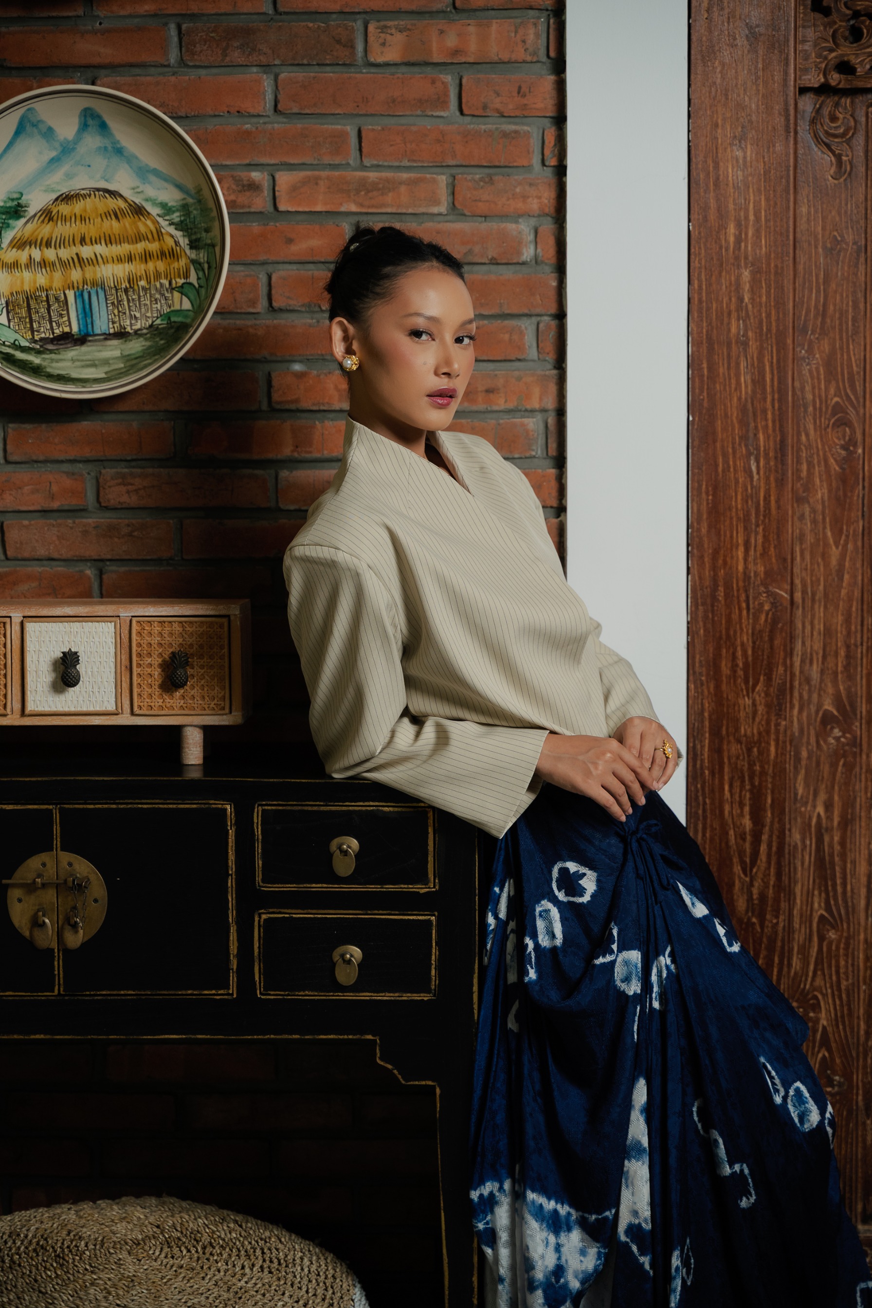 BOOLAO Beskap Outer Dropped Shoulder Boxy - cream