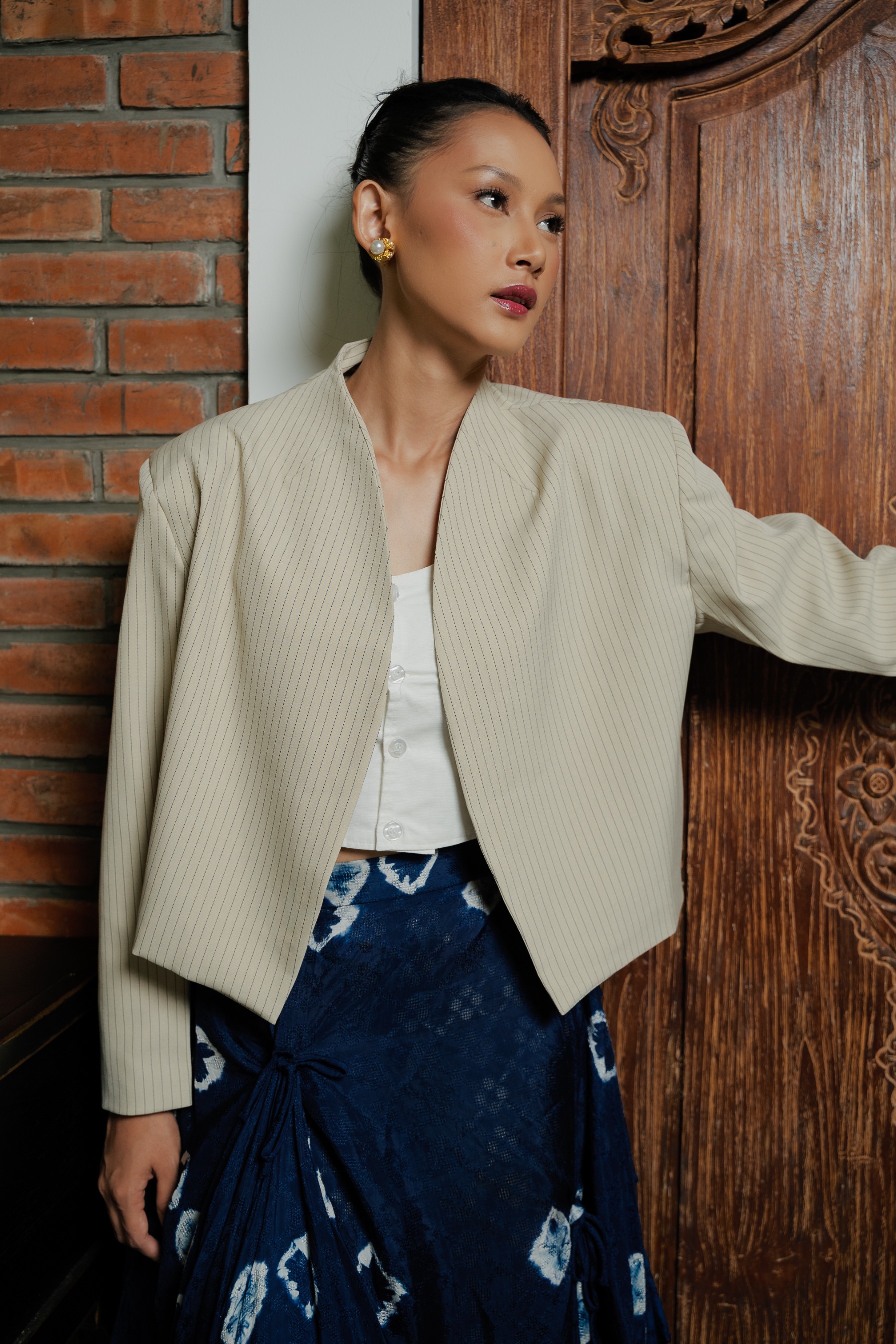 BOOLAO Beskap Outer Dropped Shoulder Boxy - cream