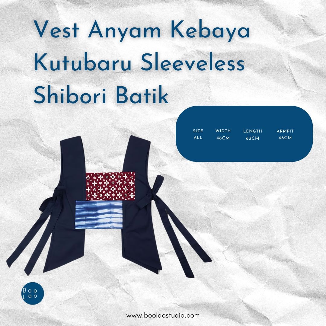 BOOLAO Vest Anyam Kebaya Kutubaru Sleeveless Shibori Batik