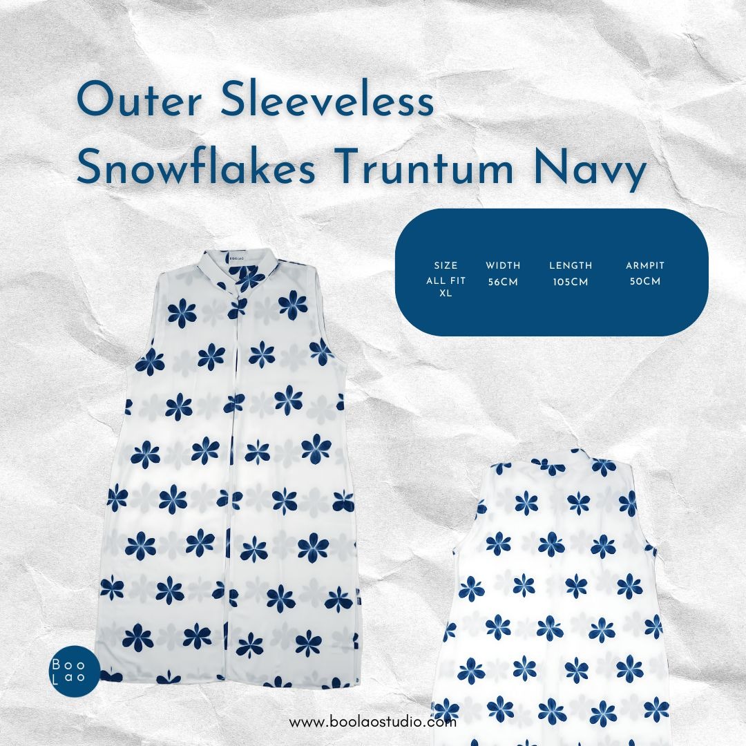 BOOLAO Outer Sleeveless Snowflakes Truntum Navy (Outer Panjang)