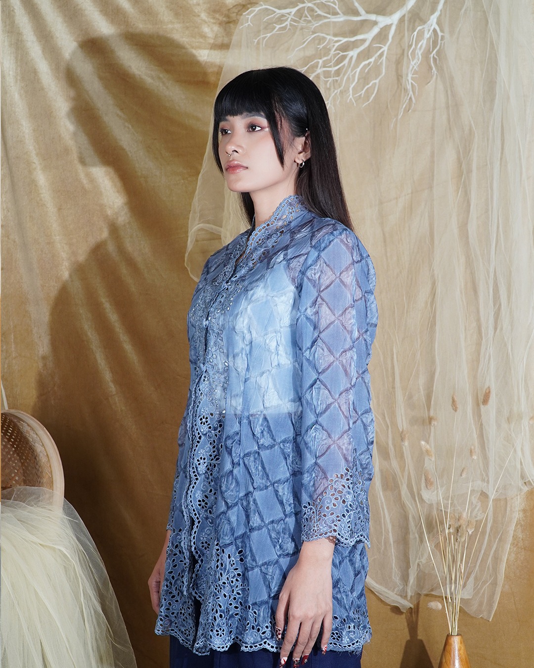 BOOLAO Kebaya Encim Kerancang Itajime - Baby Blue