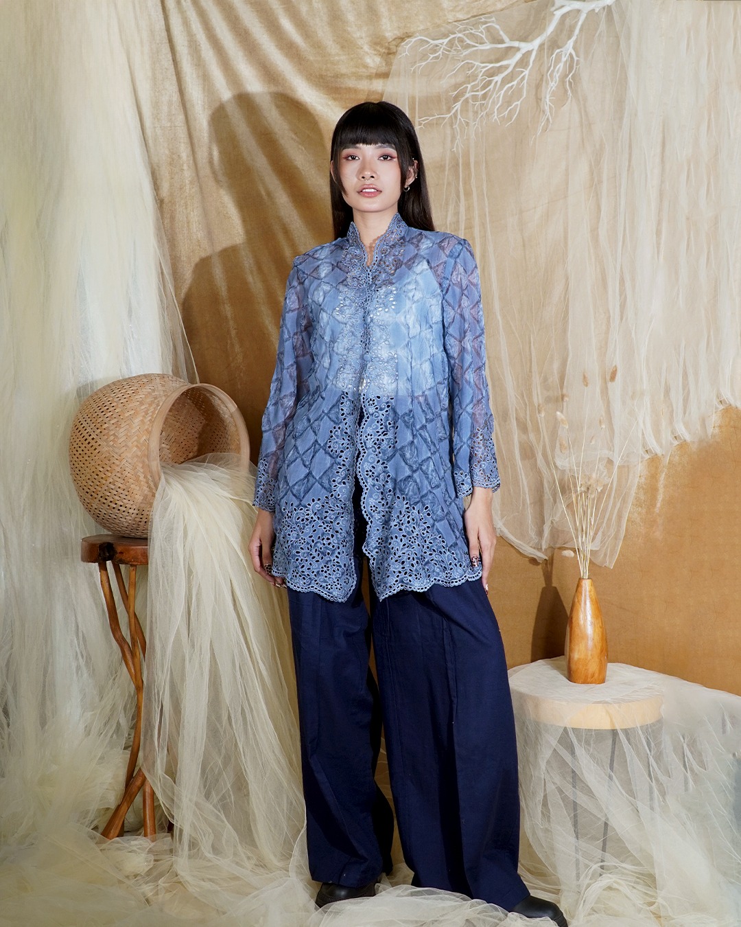 BOOLAO Kebaya Encim Kerancang Itajime - Baby Blue