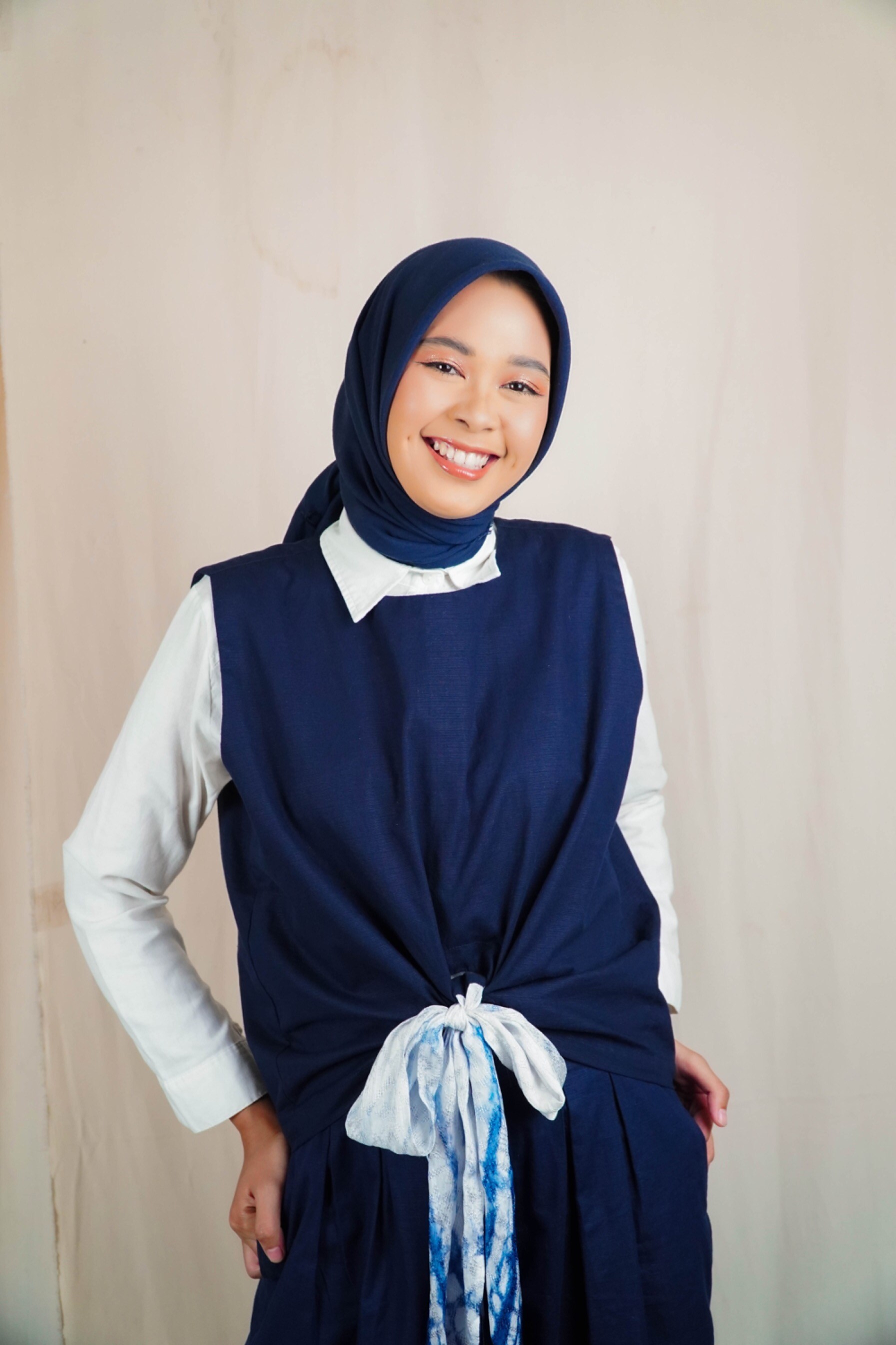 BOOLAO Wrap Top Tied Shibori